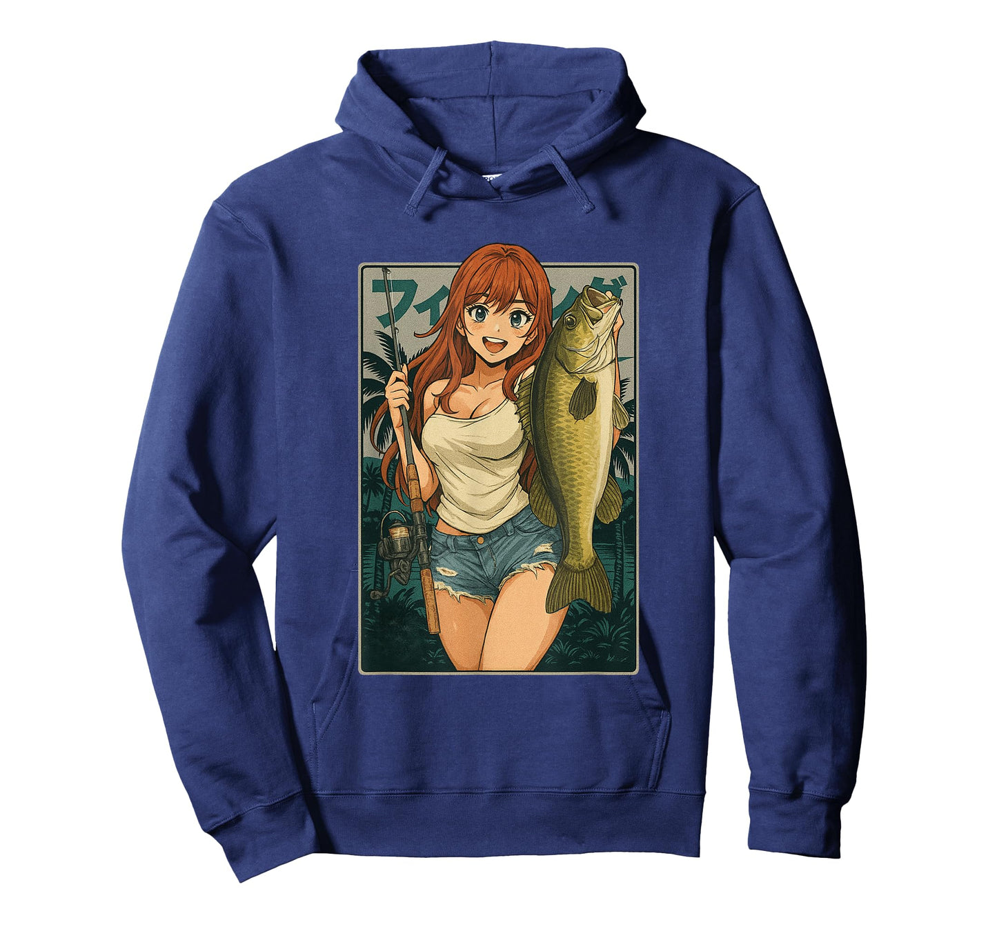 Kawaii Anime Girl japanese Fisherman Girl Fishing Bass T-Shirt