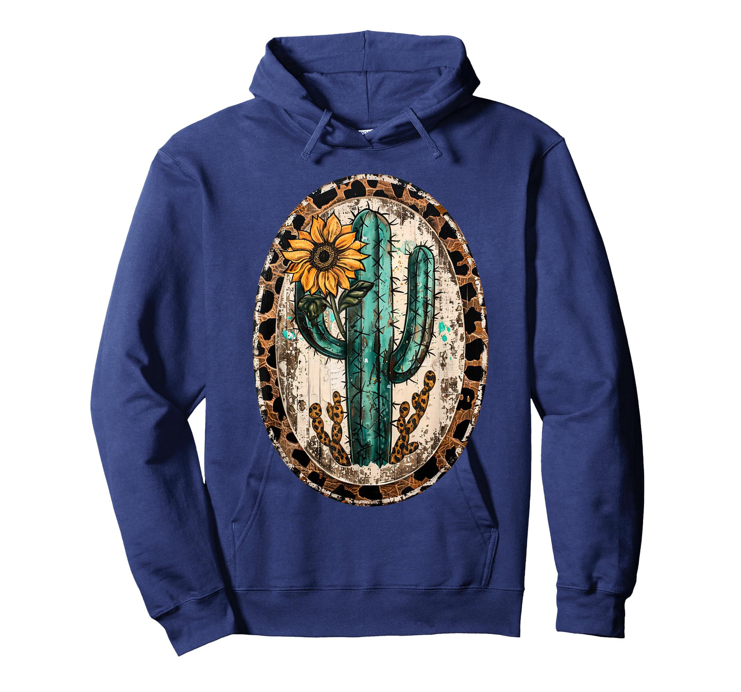 Vintage Western Turquoise Teal Cactus Sunflower Leopard T-Shirt