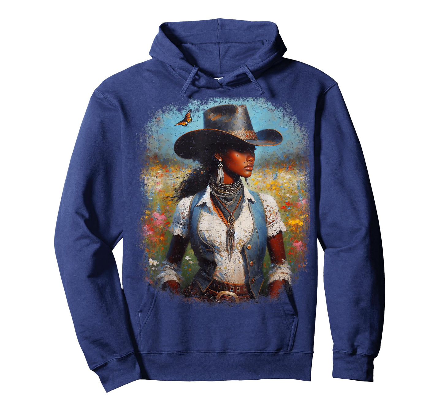 Black Cowgirl Painting Art Western Rodeo Melanin Black Woman T-Shirt
