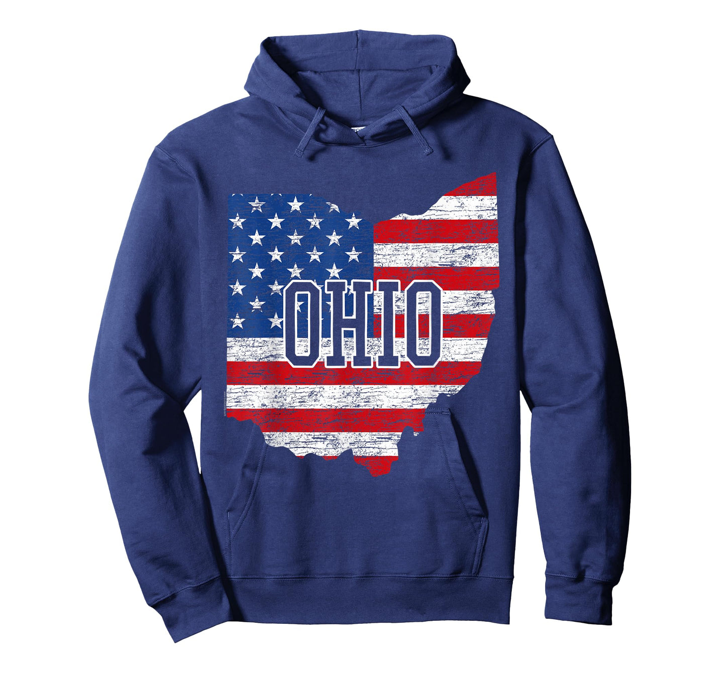 Buckeye American Flag Ohio Home State Vintage Map Patriotic T-Shirt
