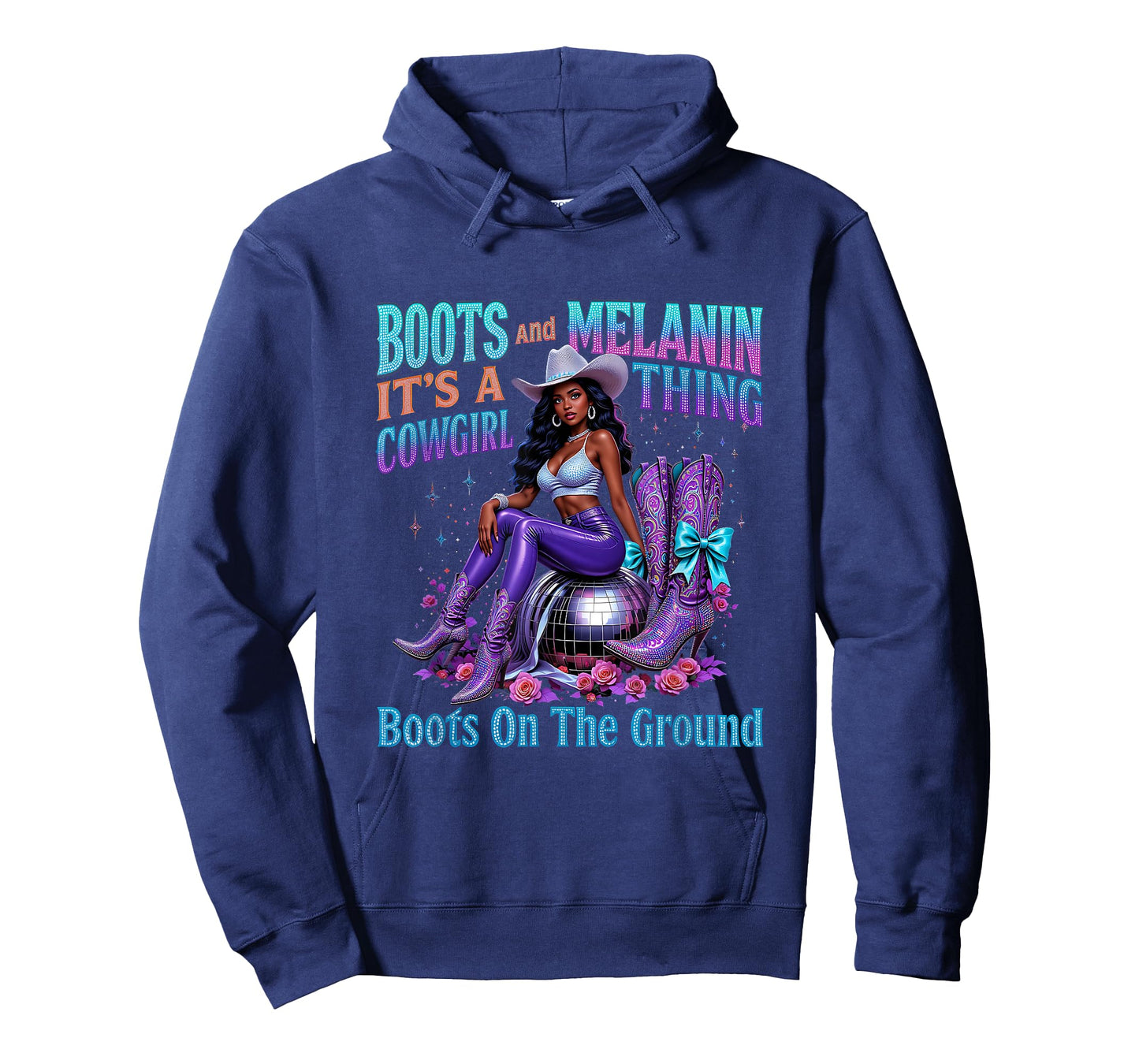 Black Melanin Trendy Western Boots Bling Cowgirl Thing T-Shirt