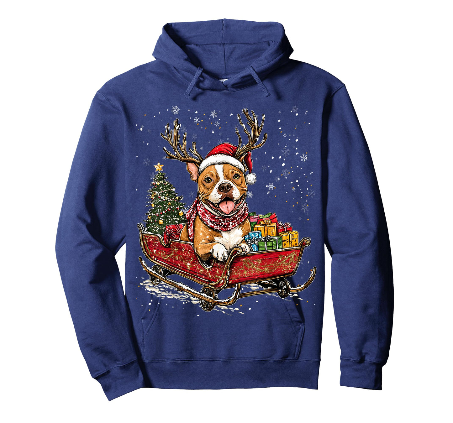 Santa Pitbull reindeer Light Christmas T-Shirt