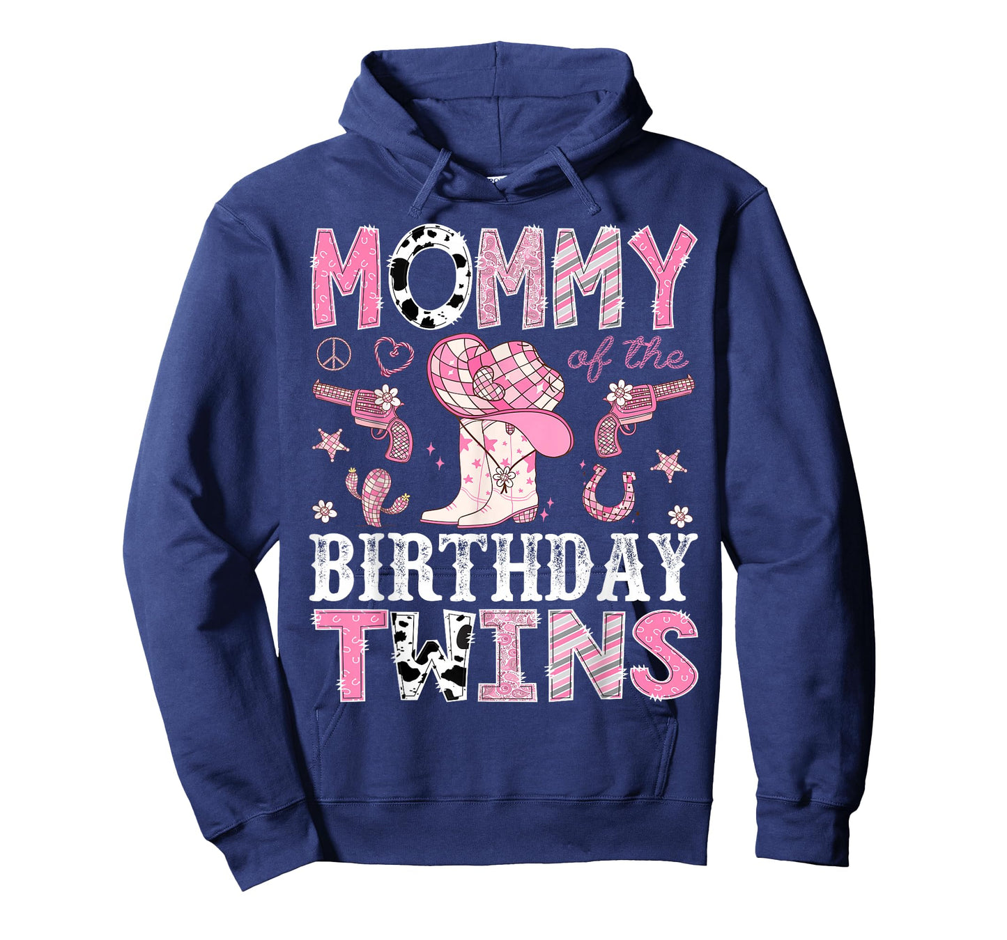 Mommy of The Birthday Twins Pink Rodeo Cowgirl Western T-Shirt