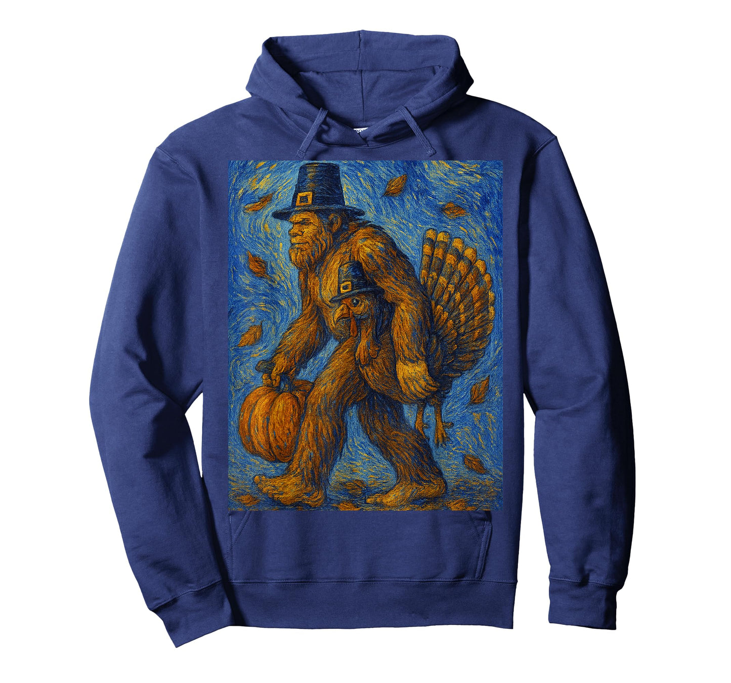Big Foot Starry Night Funny Van Gogh Painting Thanksgiving T-Shirt