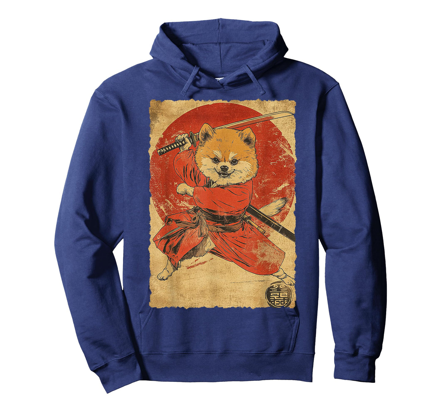 Funny Vintage Japanese Art Pomeranian Dog Ninja Samurai T-Shirt for Men Women Girls Kids