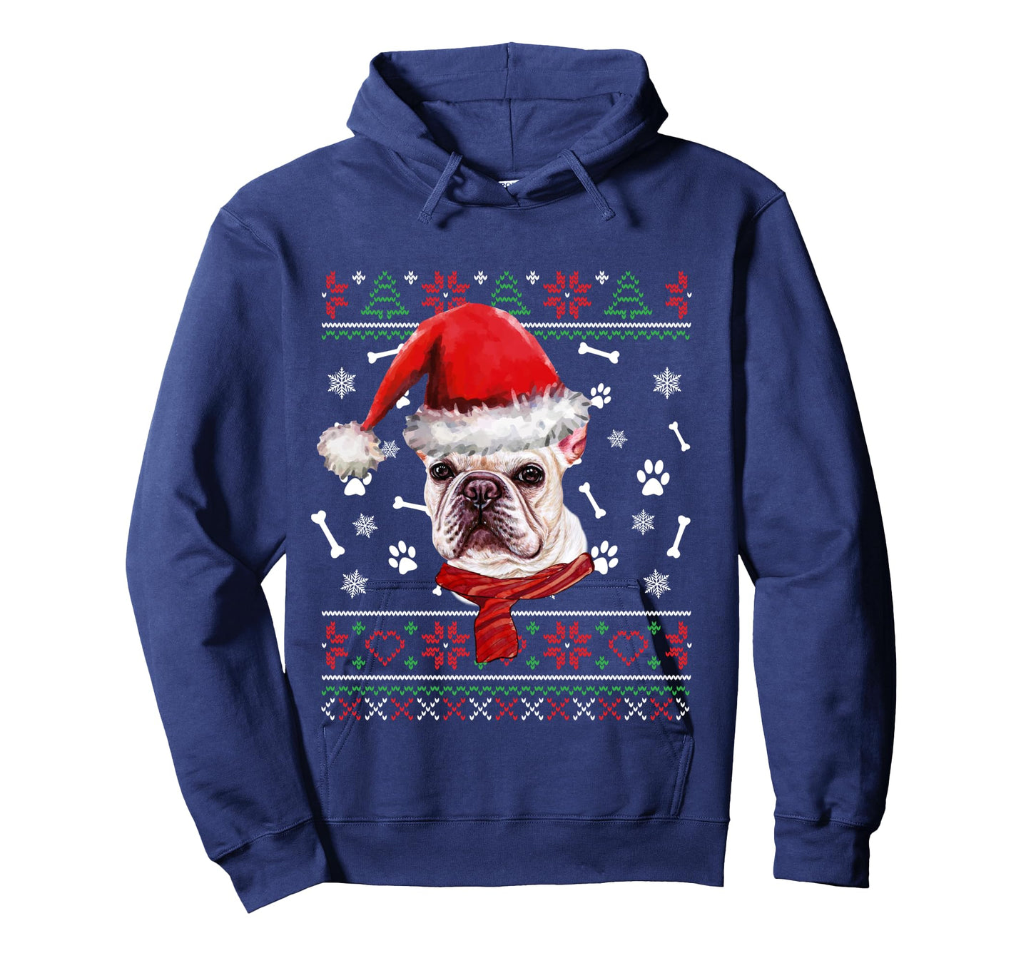 Ugly Sweater Christmas Frenchie Dog Santa Hat Pajama Xmas Long Sleeve T-Shirt