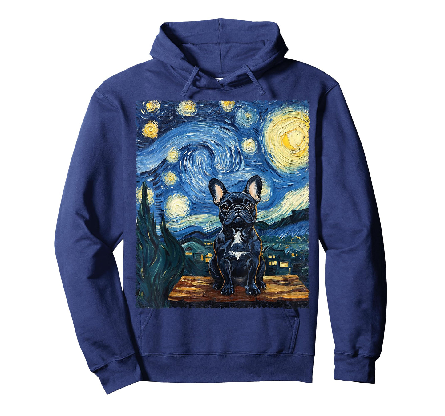 Modern Art Painting Van Gogh Starry Night French Bulldog T-Shirt