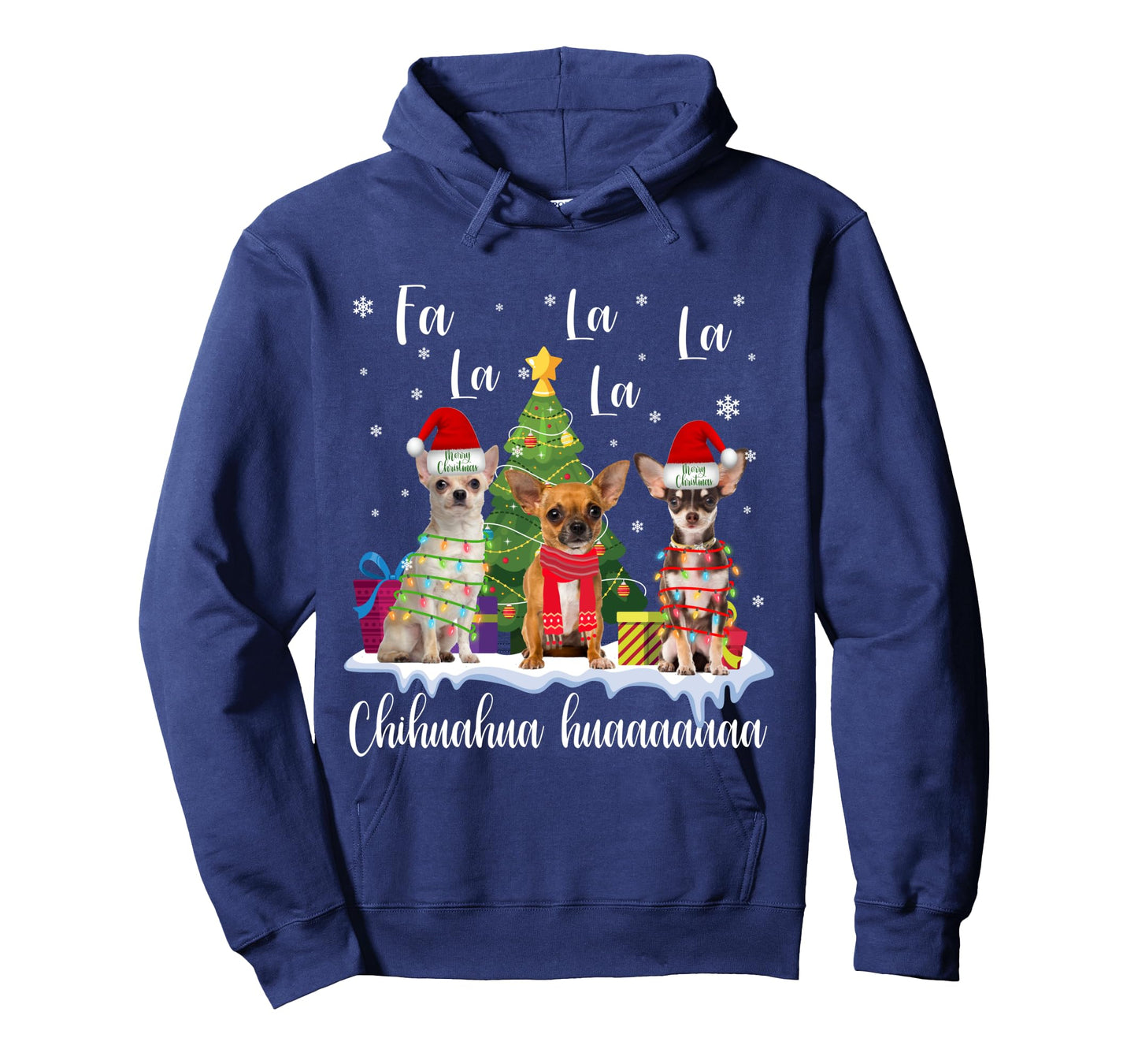 chihuahua dog xmas fa la la la funny ugly christmas sweater Long Sleeve T-Shirt