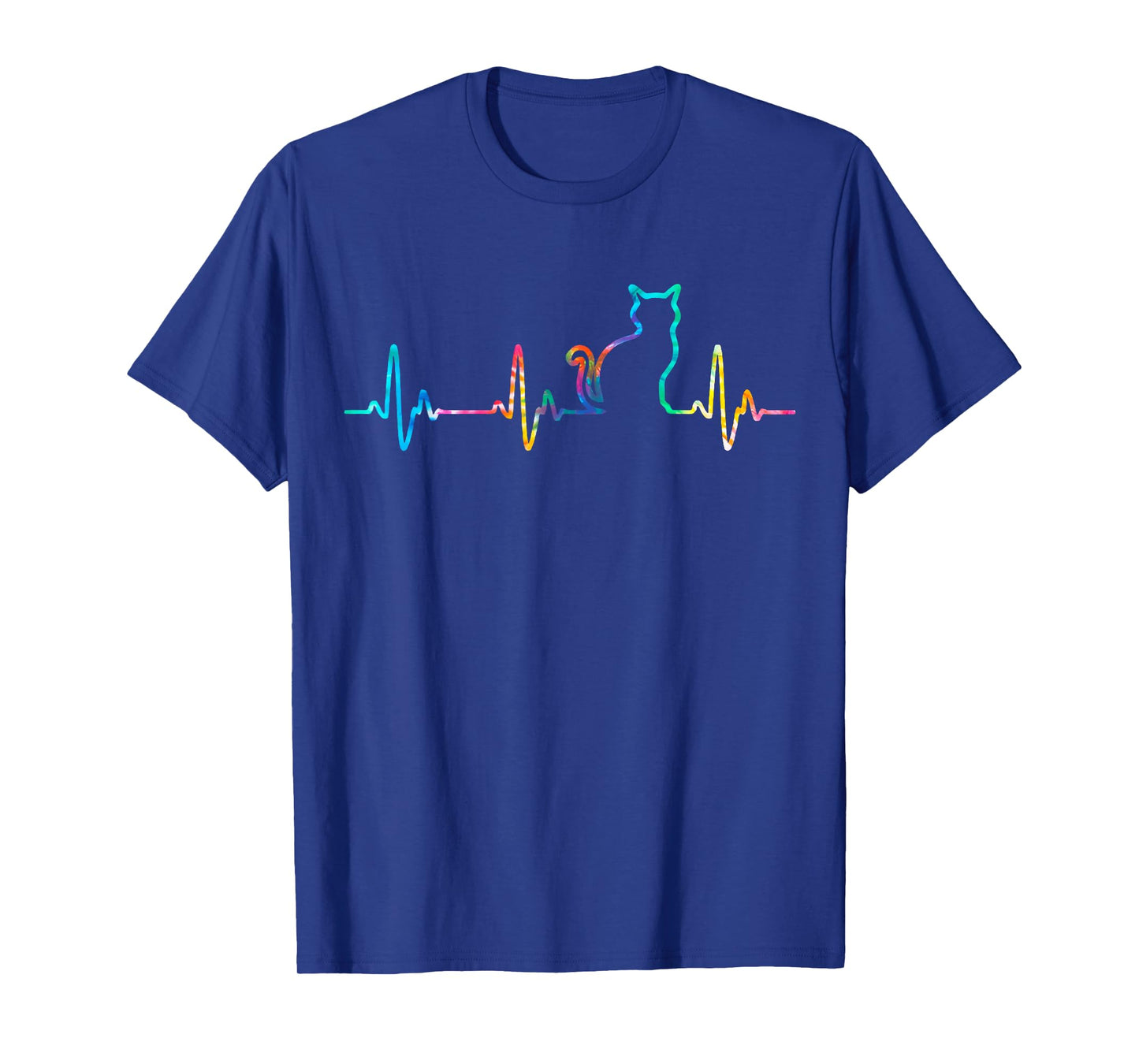 Cat Heartbeat Cat Lover Animal Lovers Tie Dye Womens Mens T-Shirt