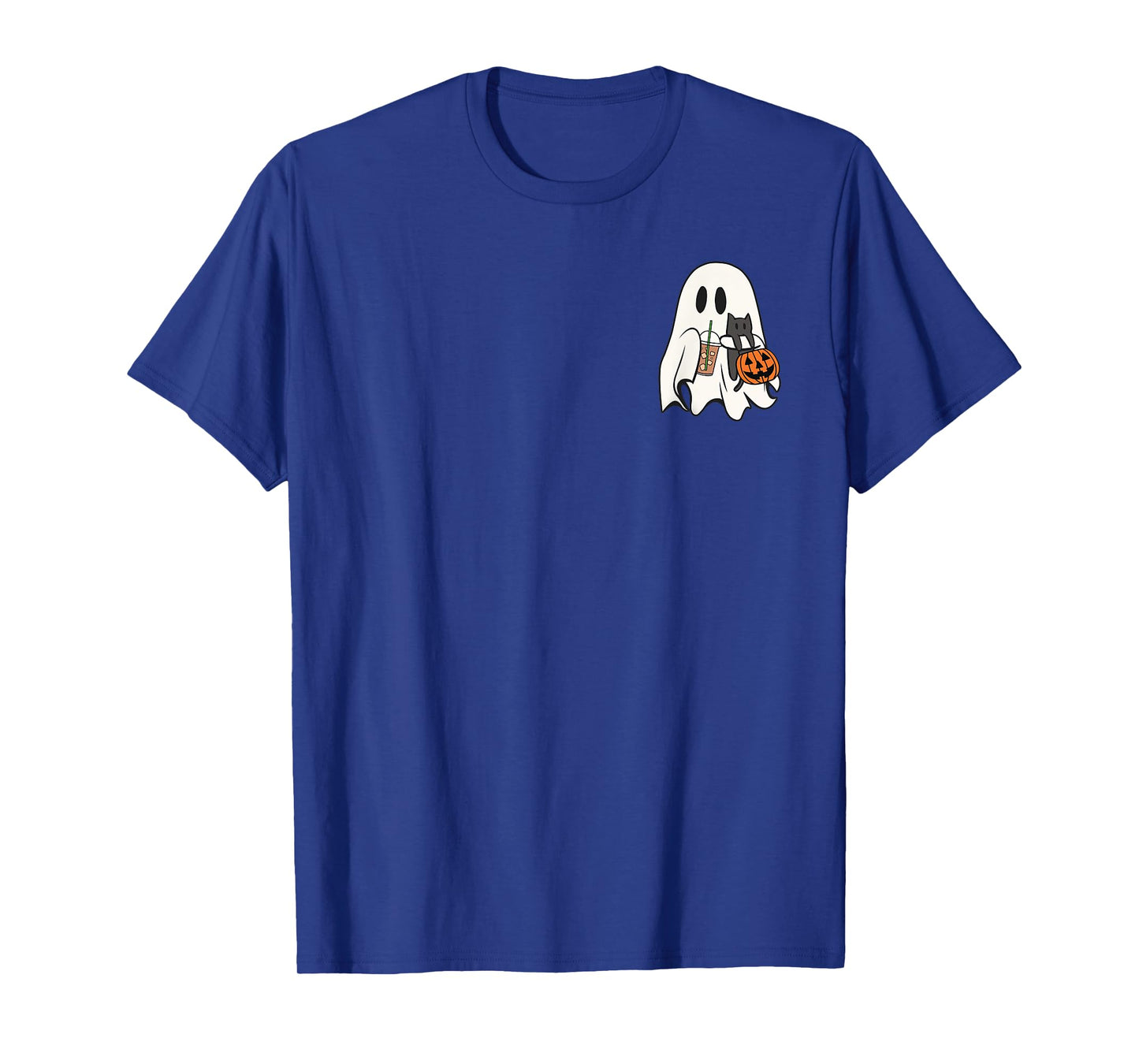 Cute Ghost Cat Iced Coffee Spooky Season Halloween Costume Men Women Kids T-Shirt
