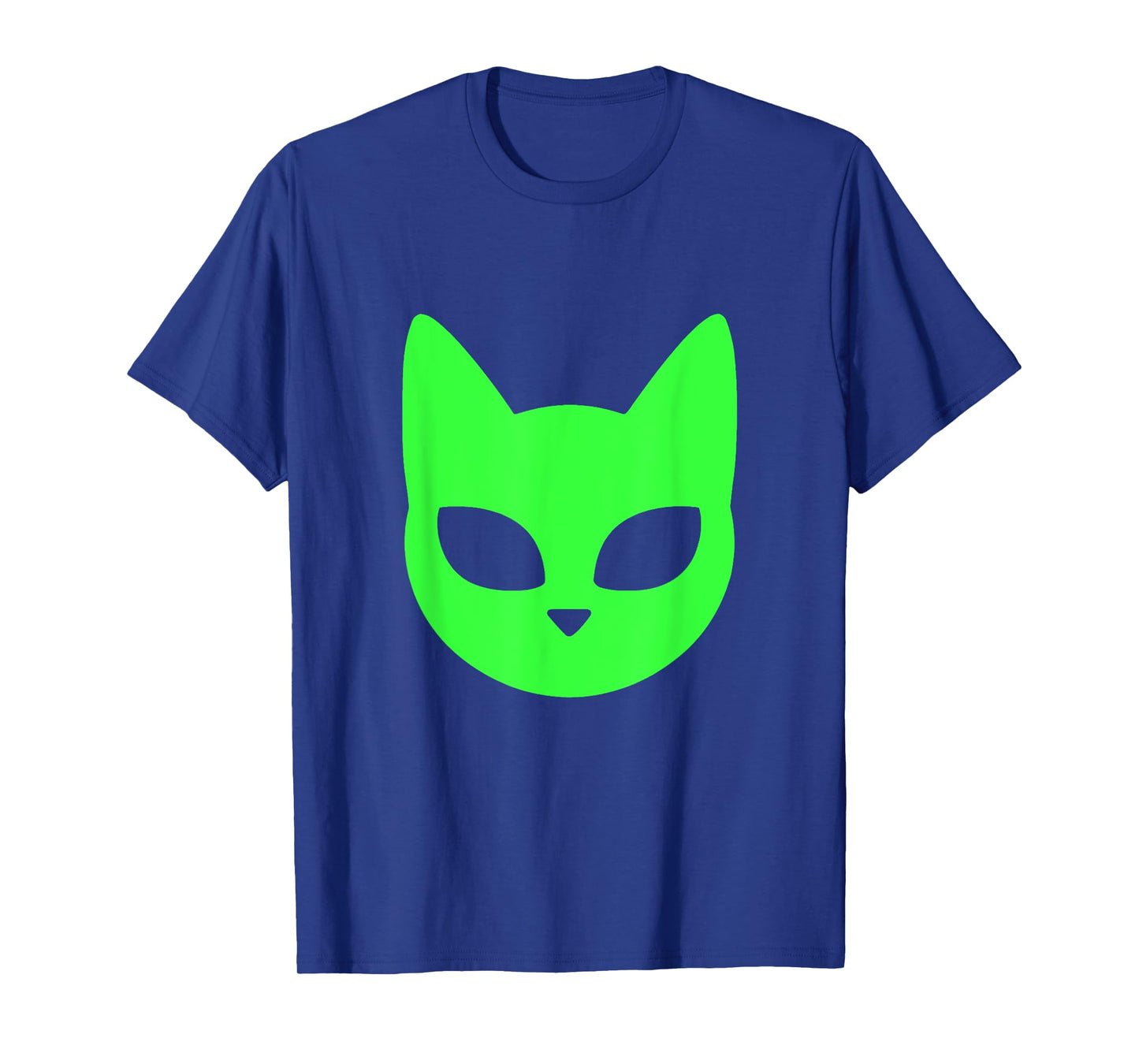 Green Alien Cat Face A Futuristic Feline Graphic T-Shirt
