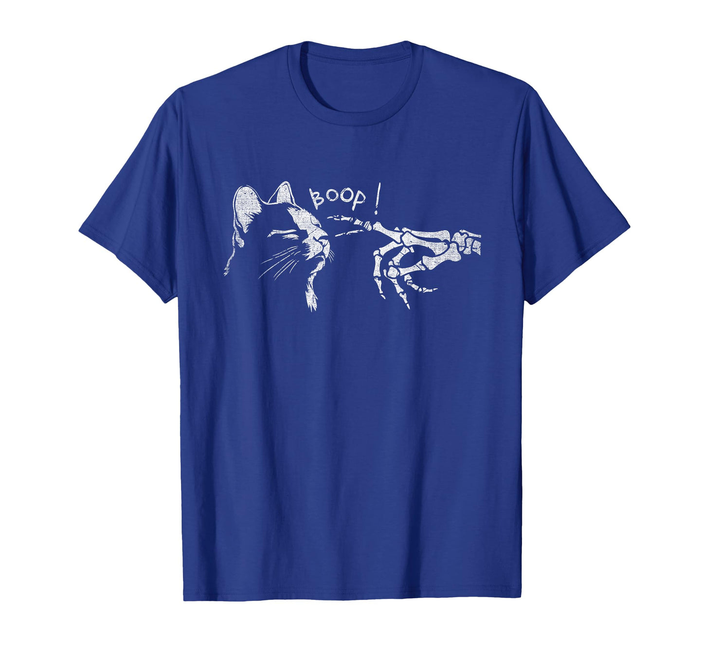 Black Cat Skeleton Hand Boop On A Cat's Nose Funny Halloween T-Shirt for Men Women Kids