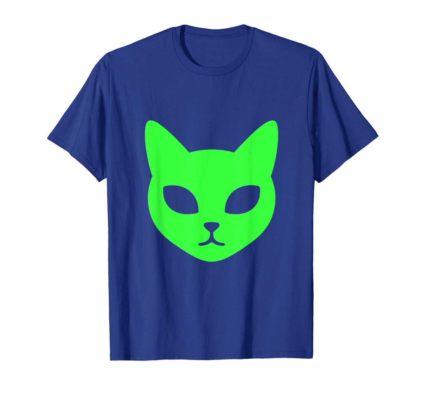 Green Alien Cat Face A Futuristic Feline Graphic T-Shirt