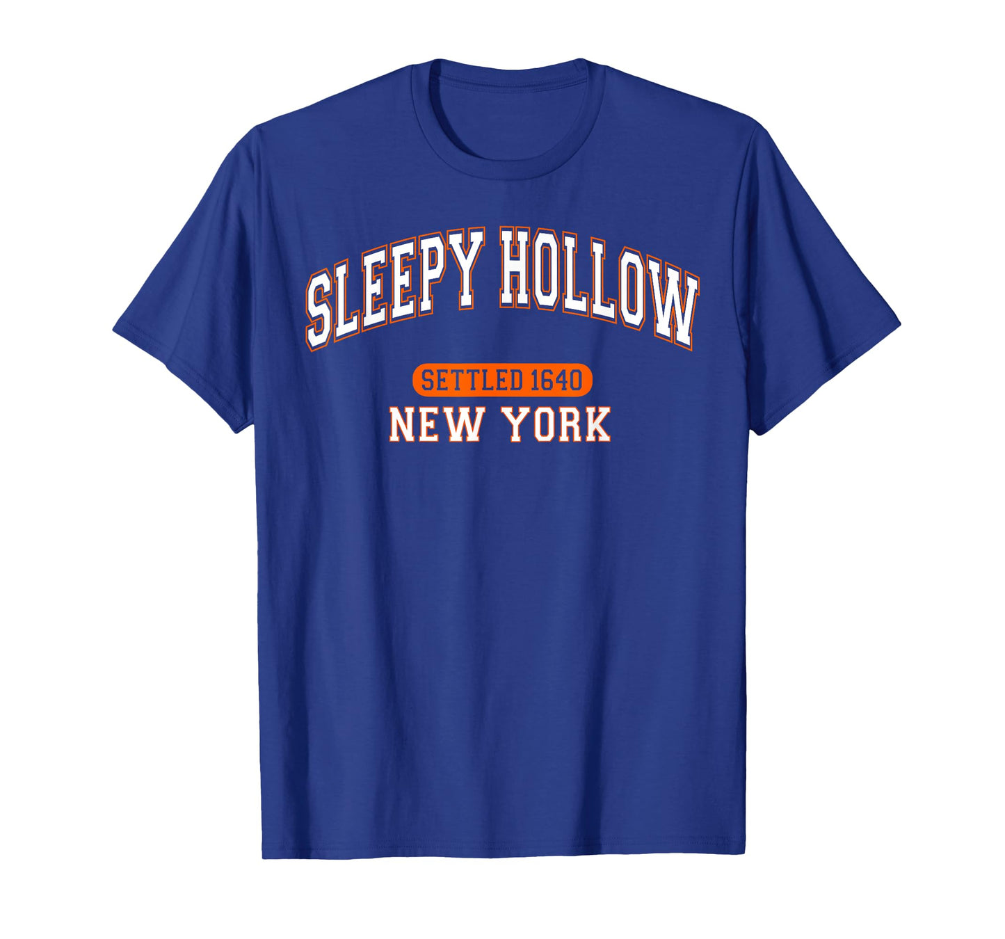Sleepy Hollow New York Settled 1640 Sports White Orange T-Shirt