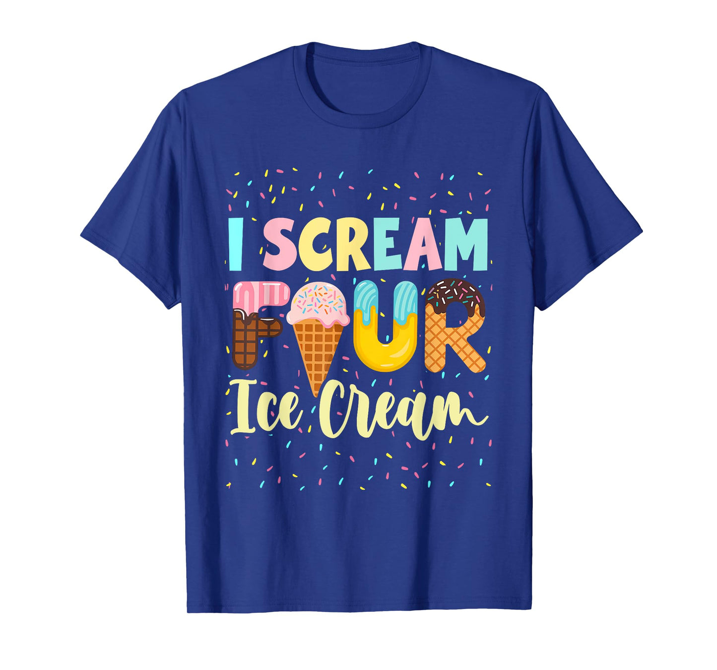 Kids I Scream Four Ice Cream Girls 4th Birthday T-Shirt