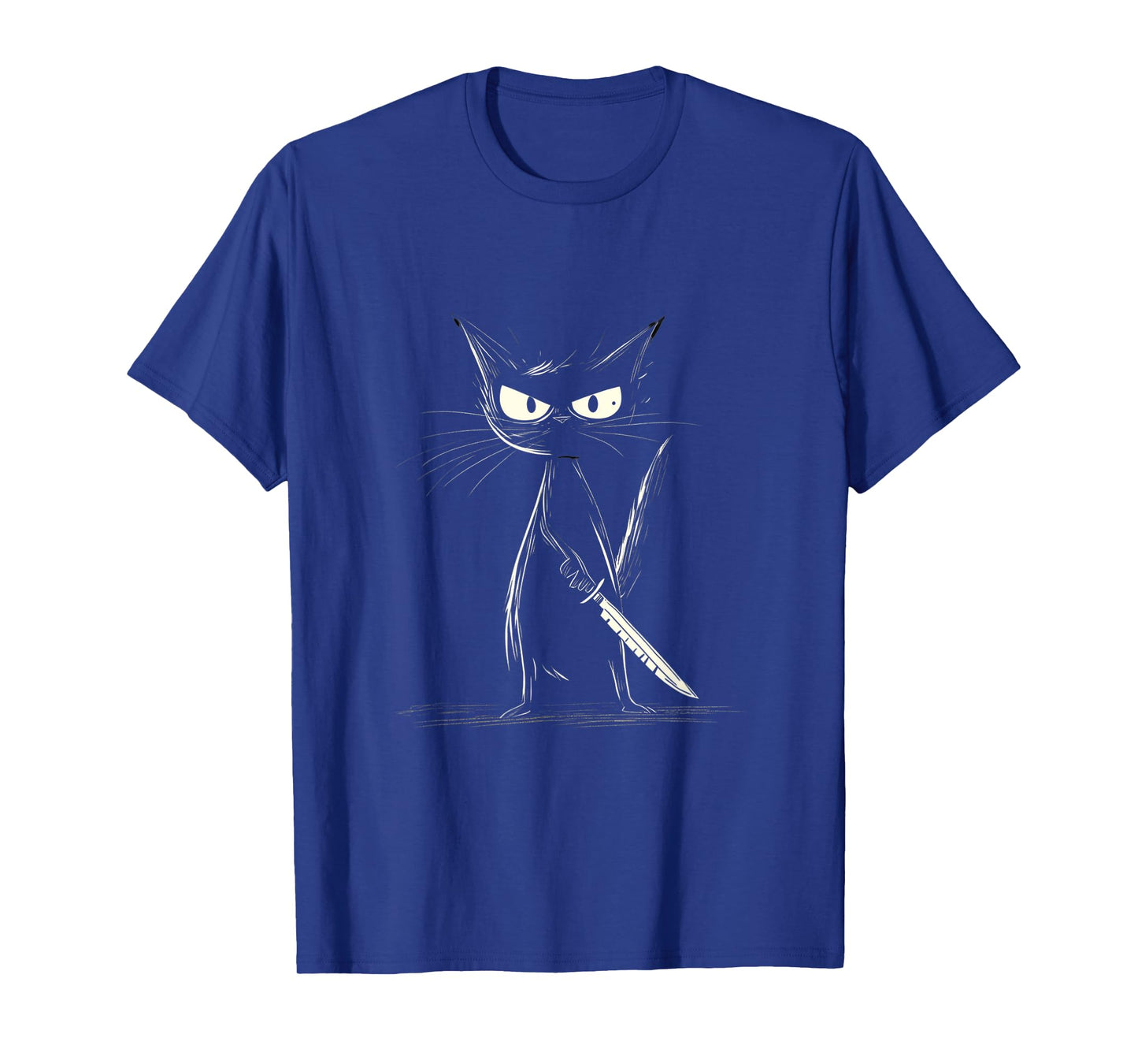 Funny Black Cat Murderous Cat With Knife Cats Fans T-Shirt