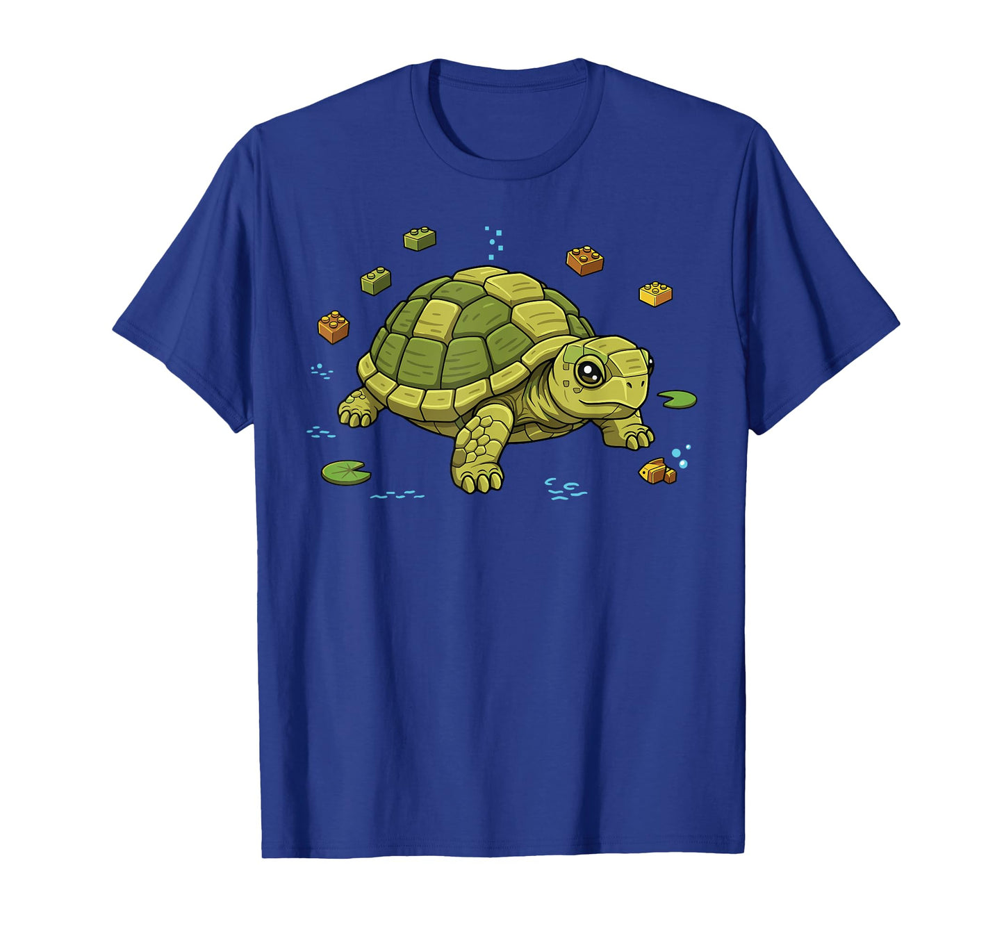 Cute Turtle Built from Bricks with Pond Elements T-Shirt