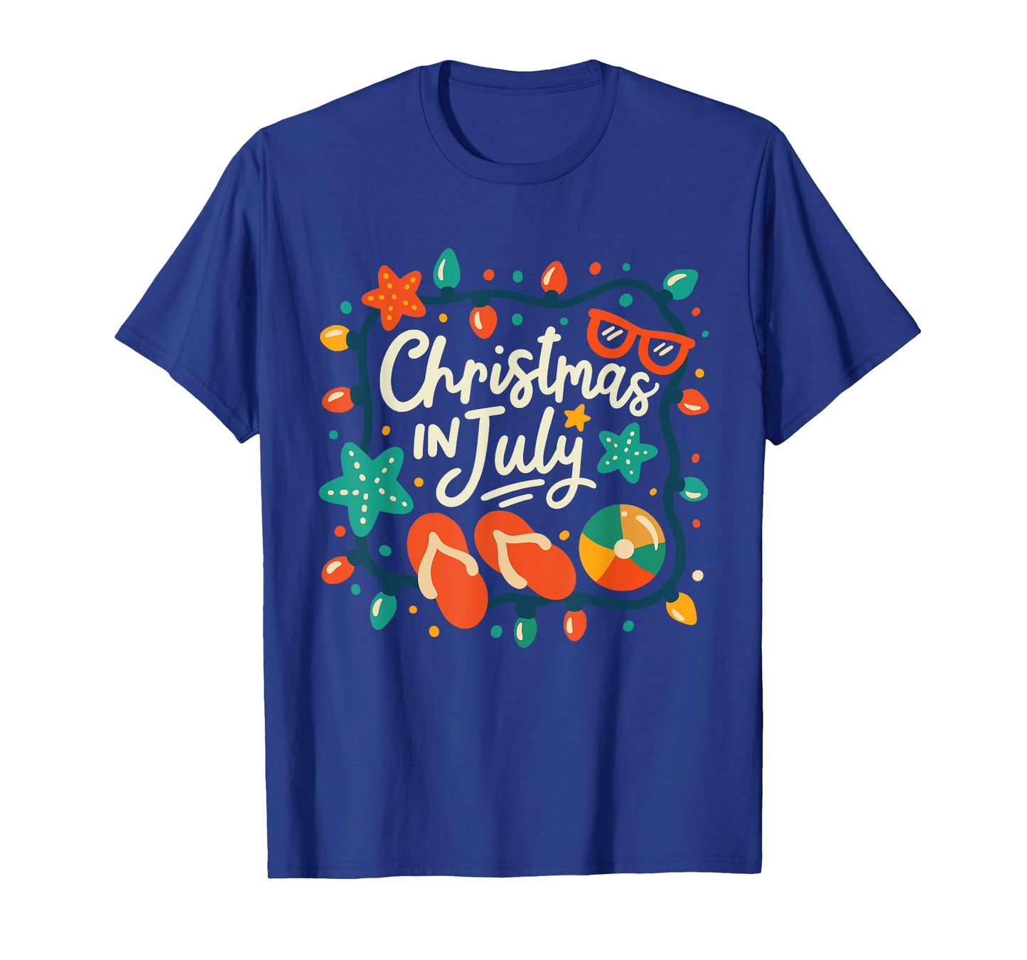 Funny Christmas In July Lights Summer Xmas Men Women Kids T-Shirt