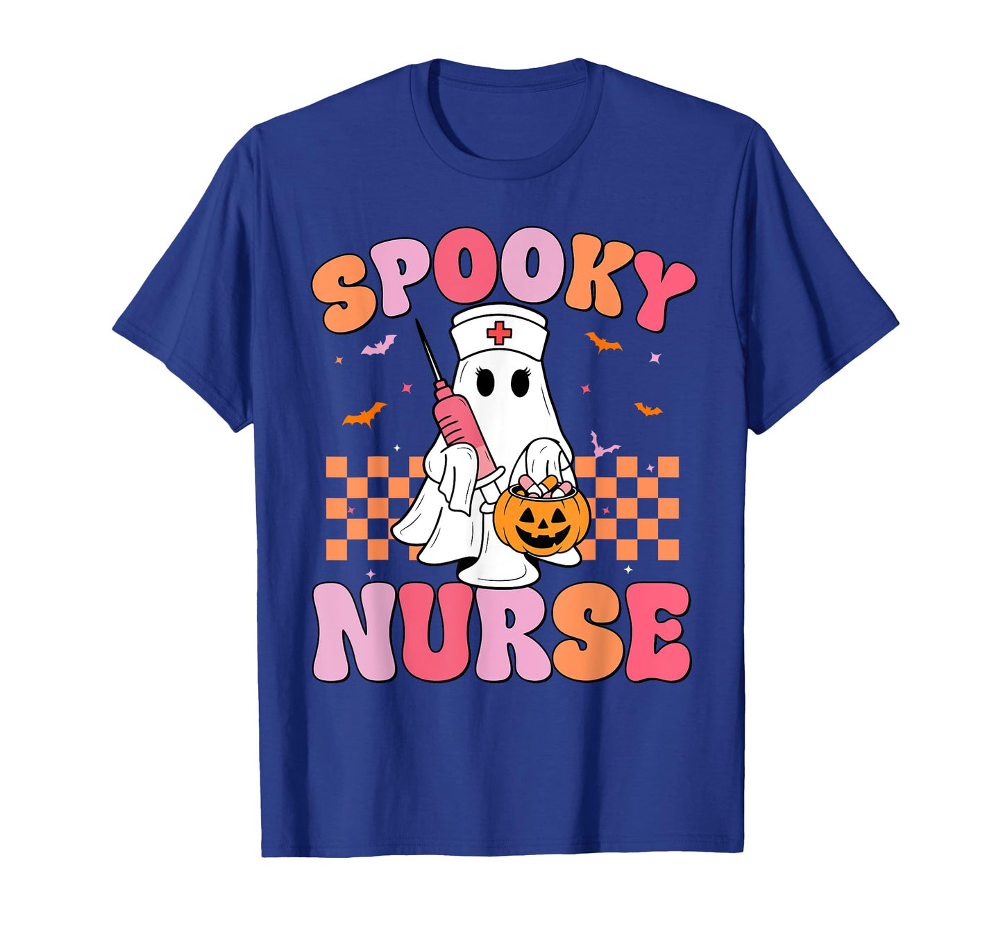 Groovy Spooky Nurse Funny Ghost Halloween Nursing Women T-Shirt