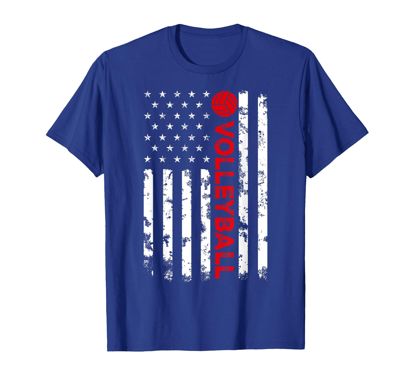 USA Flag Vintage Distressed Tee American Flag Volleyball T-Shirt