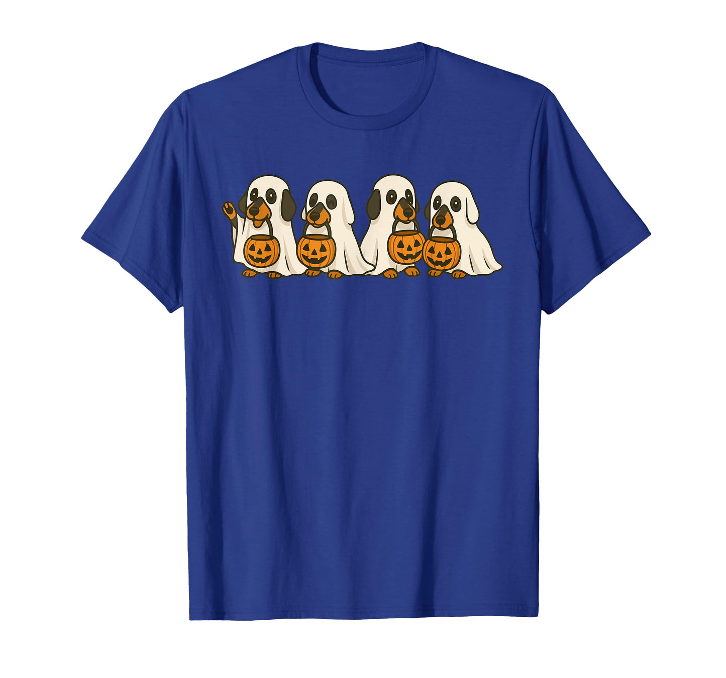 Happy Halloweenie Dachshund Dog Ghost Lazy Halloween Men Women Kids T-Shirt