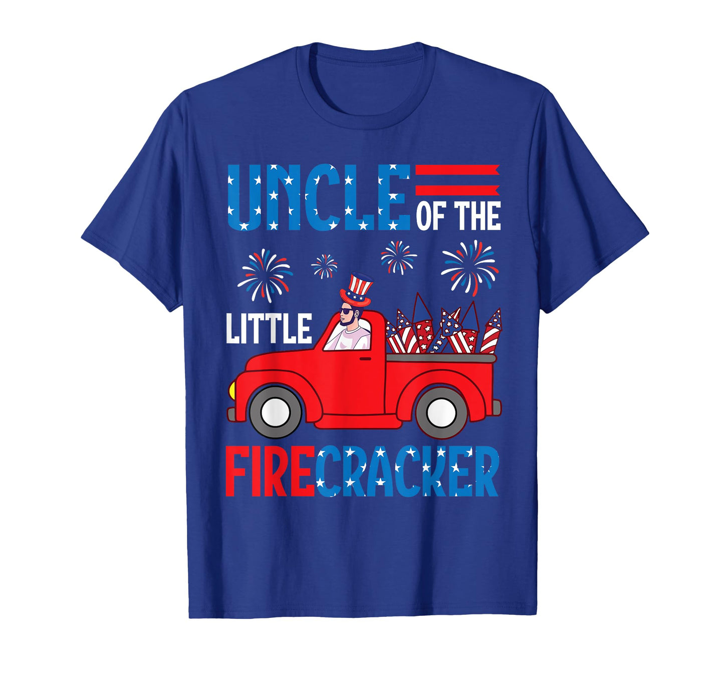 Uncle Of The Little Firecracker July 4th Truck Niece Nephew T-Shirt