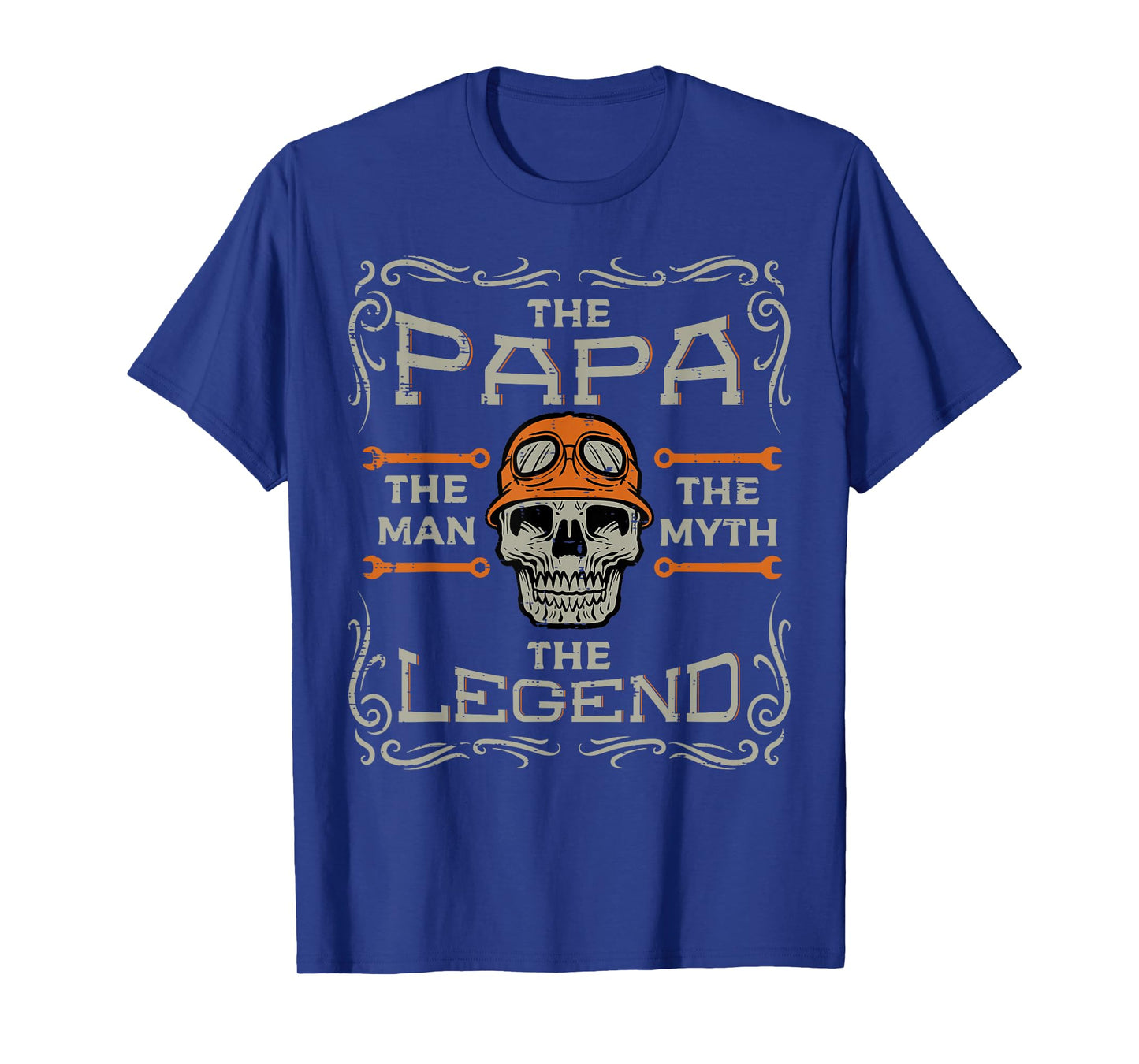Biker Papa The Man Myth Legend Skull Fathers Day Dad Daddy T-Shirt