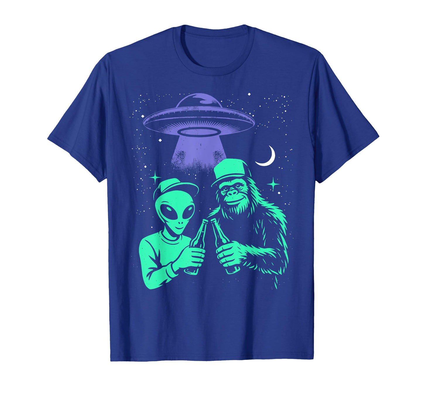 Cheers with Cryptids Shirt Bigfoot Alien Beer Funny Men T-Shirt
