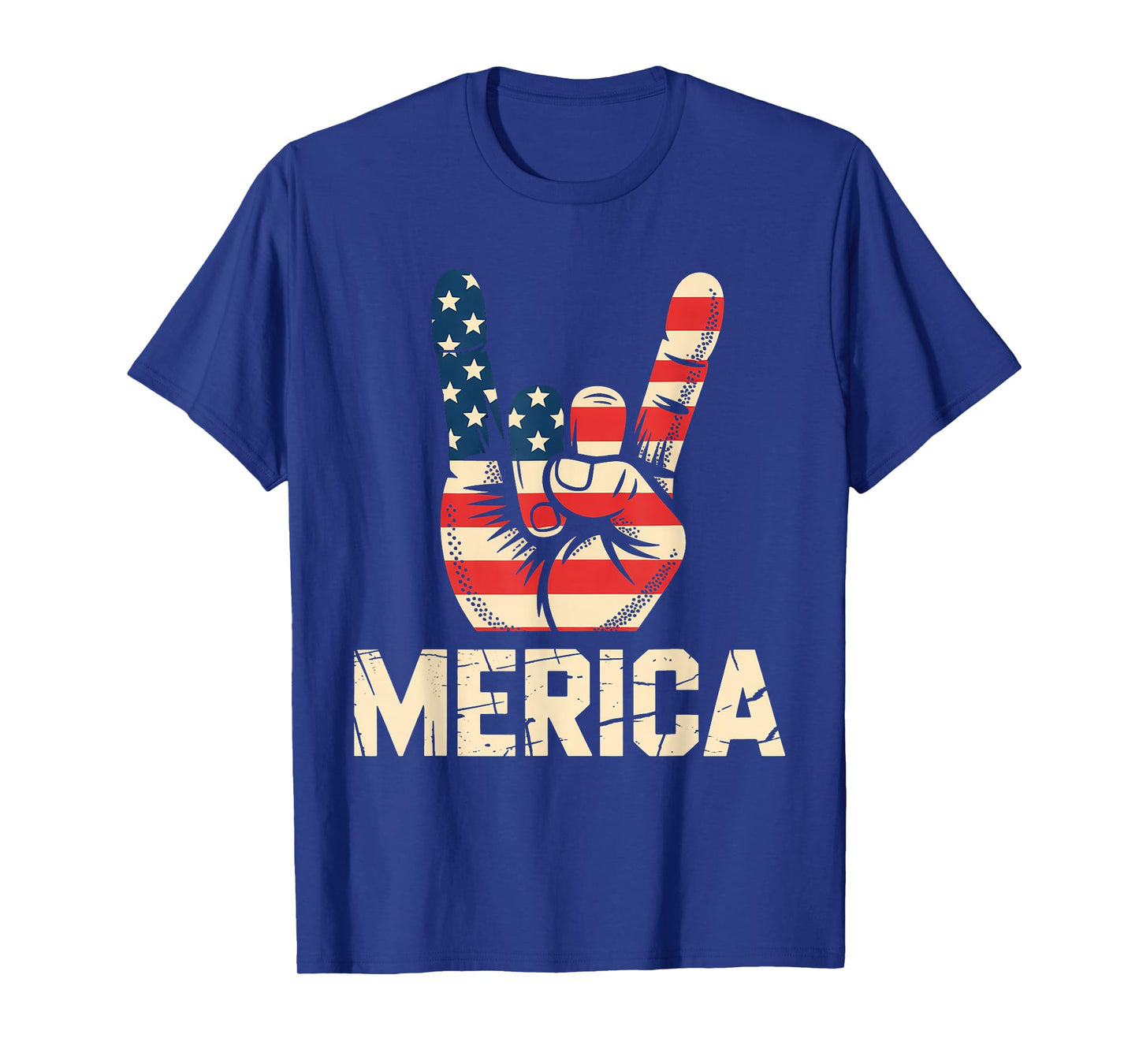 Merica Rock Sign 4th of July Vintage American Flag Retro USA T-Shirt