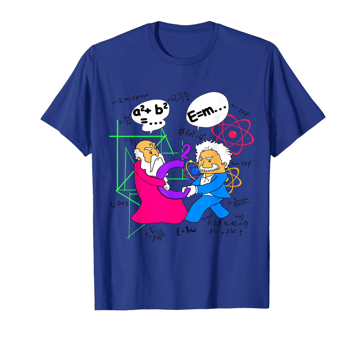 Nerdy Funny Pythagoras Fighting Over C Squared Math Teacher T-Shirt