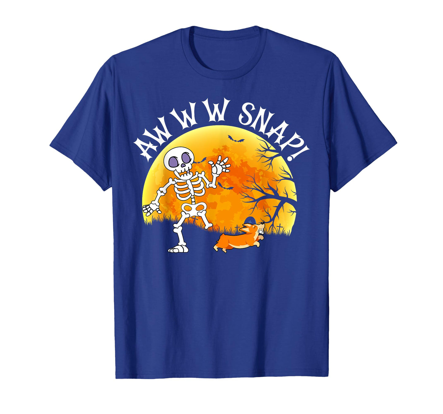 Awww Snap Funny Skeleton Corgi Dog Pun Spooky Halloween T-Shirt