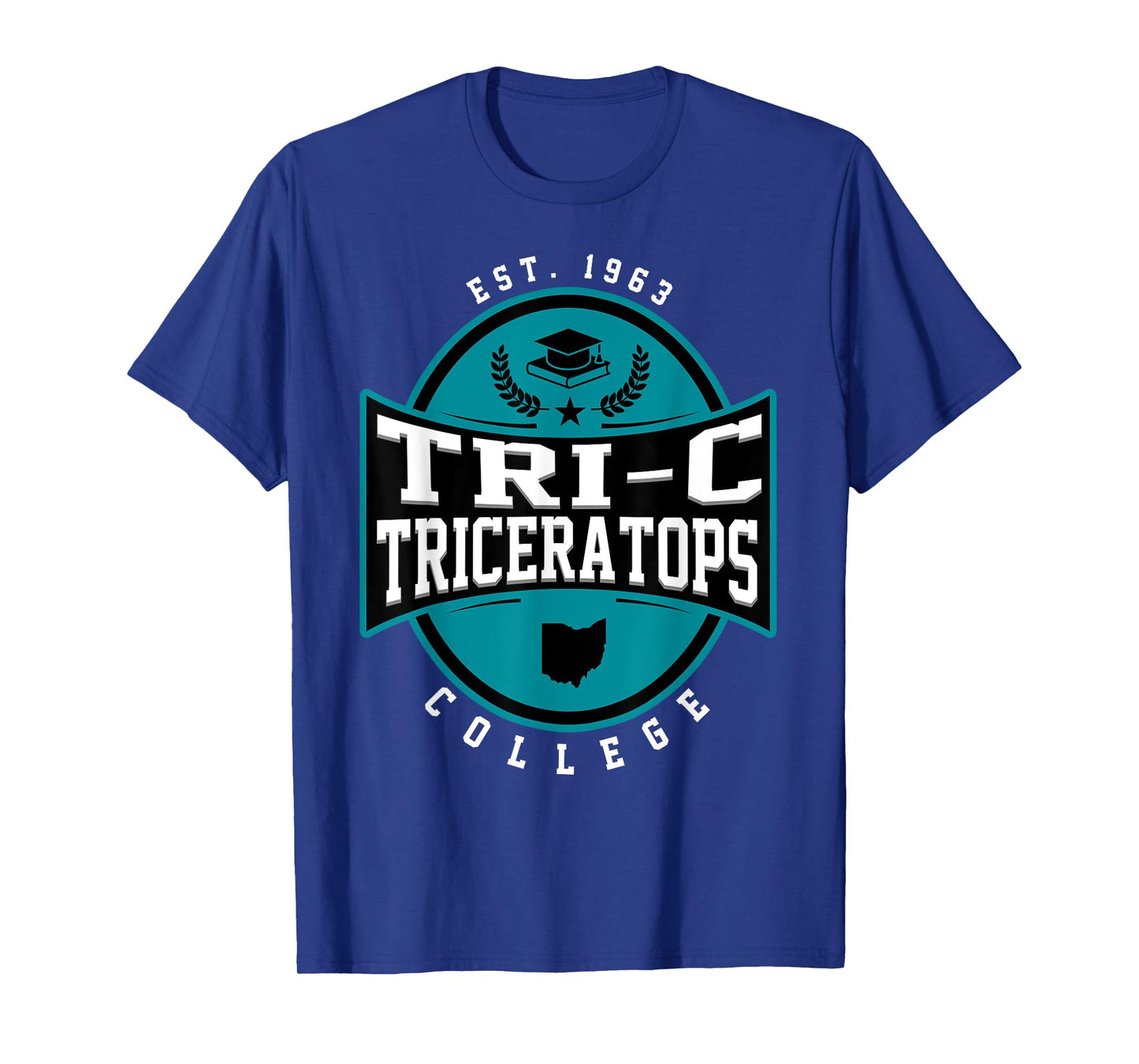 Tri-C Triceratops Cuyahoga Community College Arch Design T-Shirt