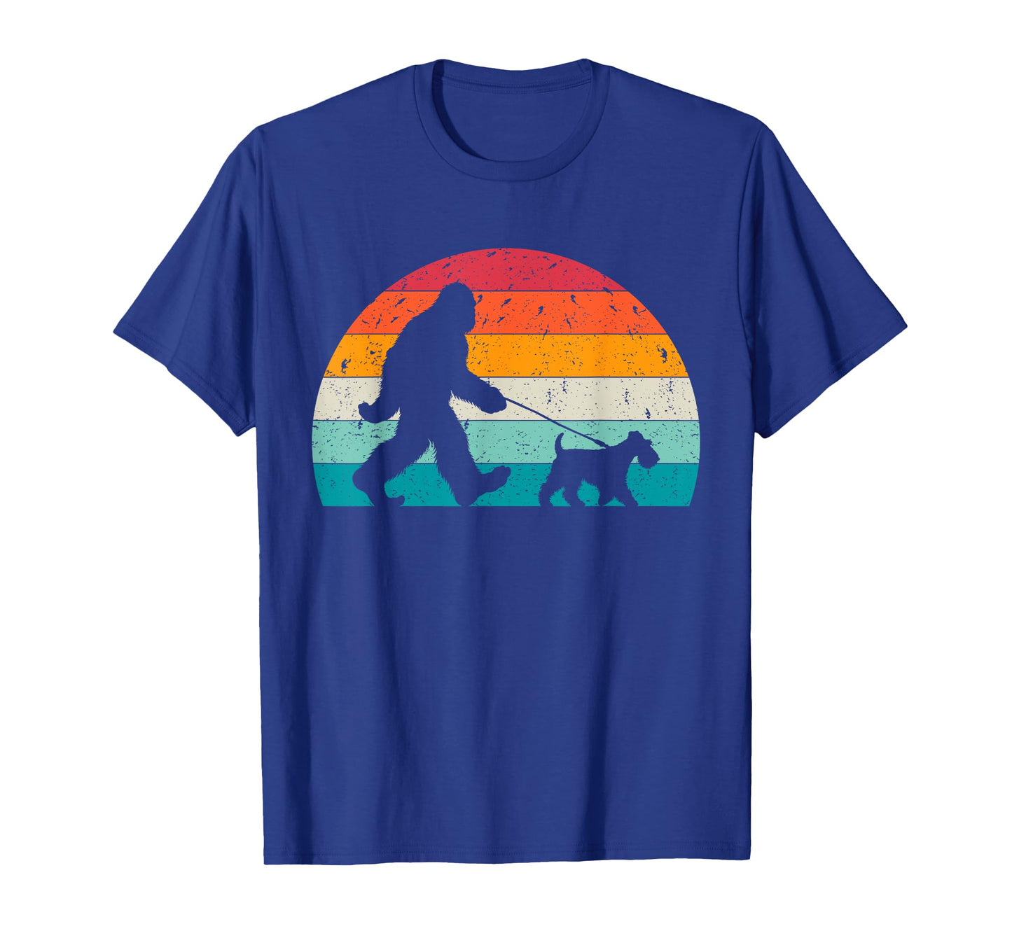 Bigfoot Walking a Dog Funny Welsh Terrier Lovers Dog Dad T-Shirt