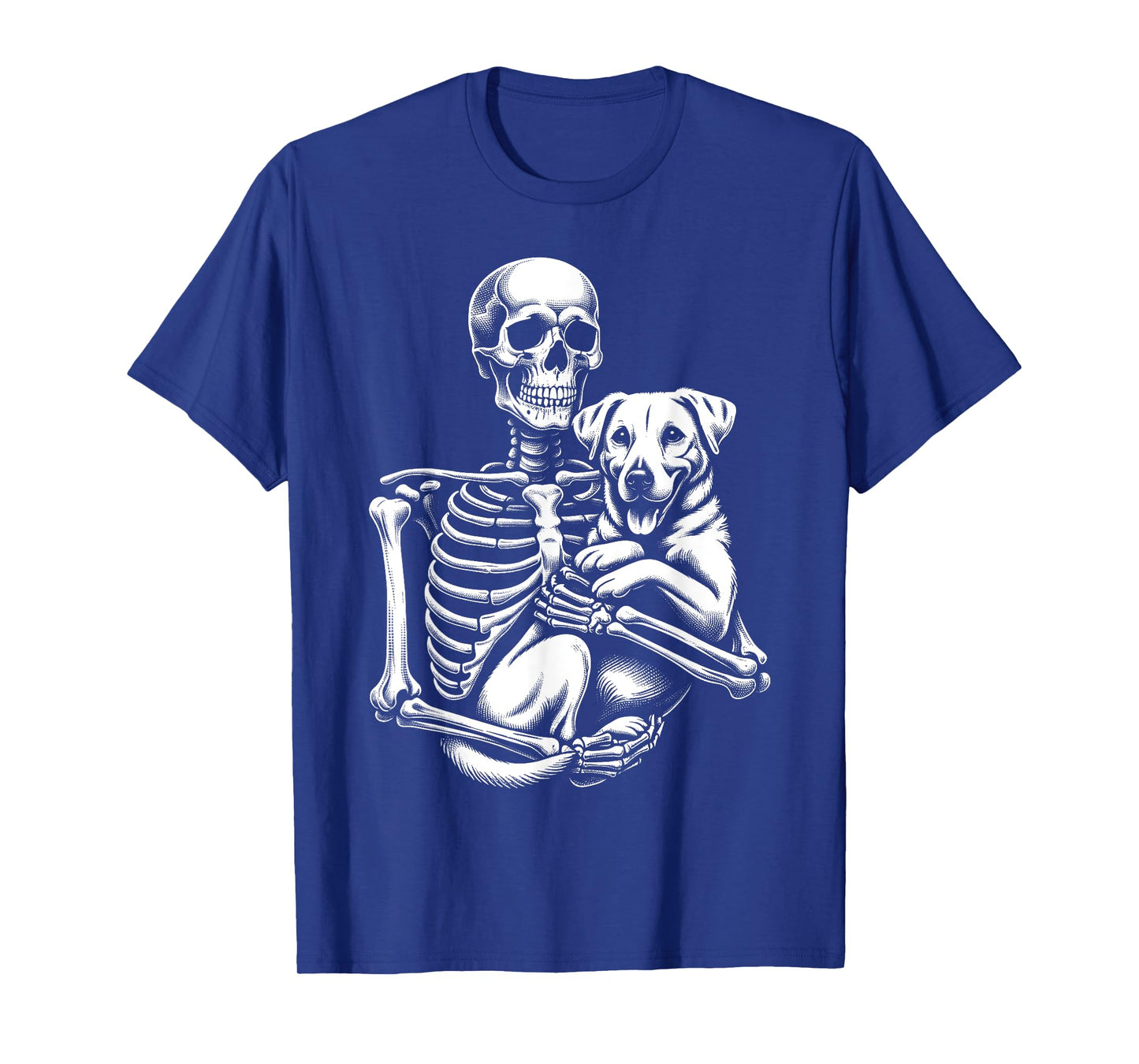 Skeleton Holding A Dog Funny Lazy Halloween Costume Skull T-Shirt