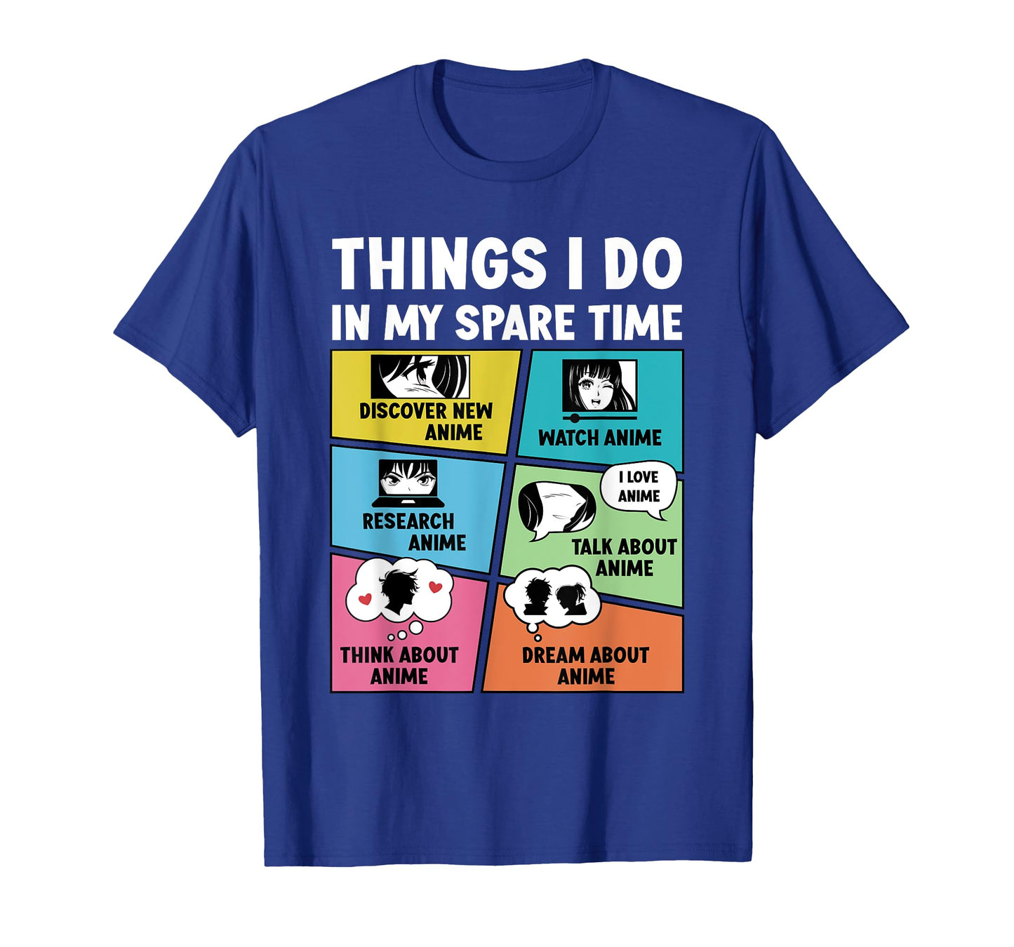 Funny Things I Do In My Spare Time Graphic Designs Anime Merch Unisex-Adults, Unisex-Kids T-Shirt Black Small Short Sleeve Cotton, Polyester Straight Fit Crew Neck Casual T-Shirt
