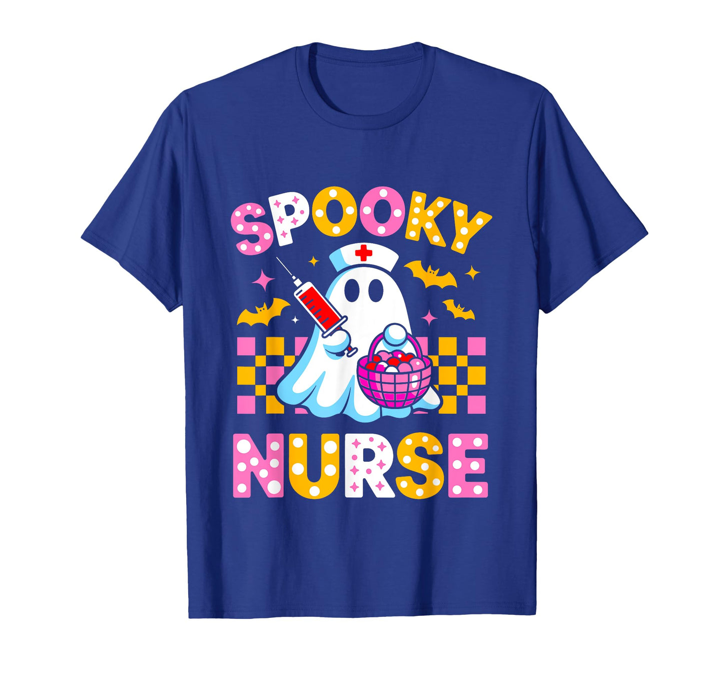 Spooky Ghost Nurse Cute Halloween Pumpkin Candy Costume T-Shirt