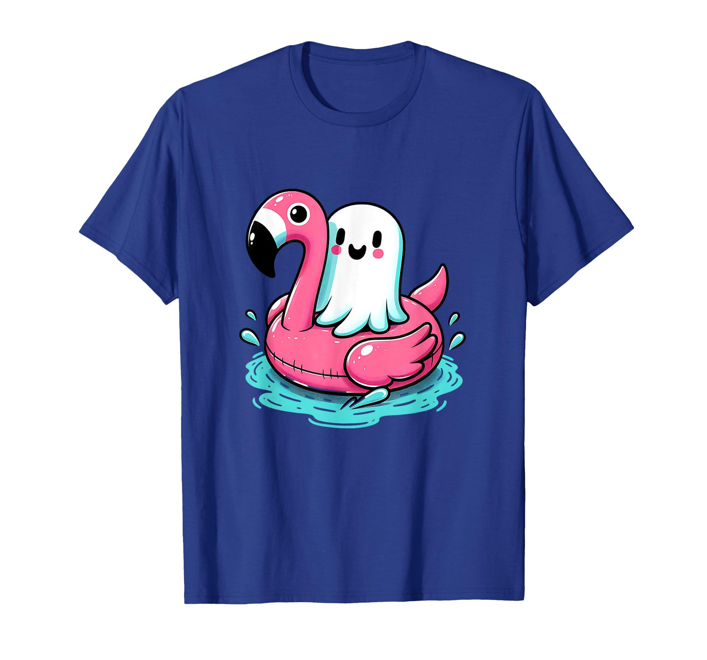 spooky flamingo ghost Pool Funny Spooky Summer Summerween T-Shirt for Men Women Kids