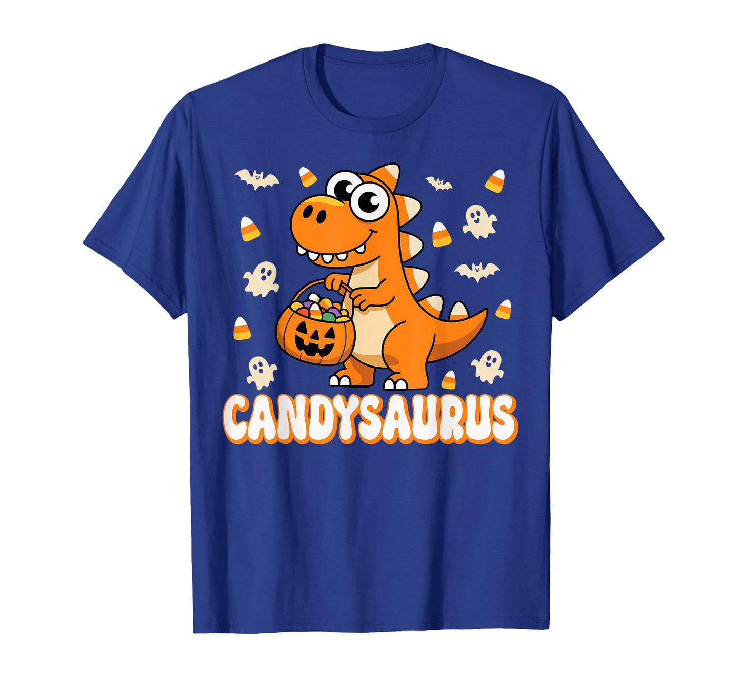 Candysaurus Candy Corn Dinosaur T-Rex Halloween Party Kids T-Shirt