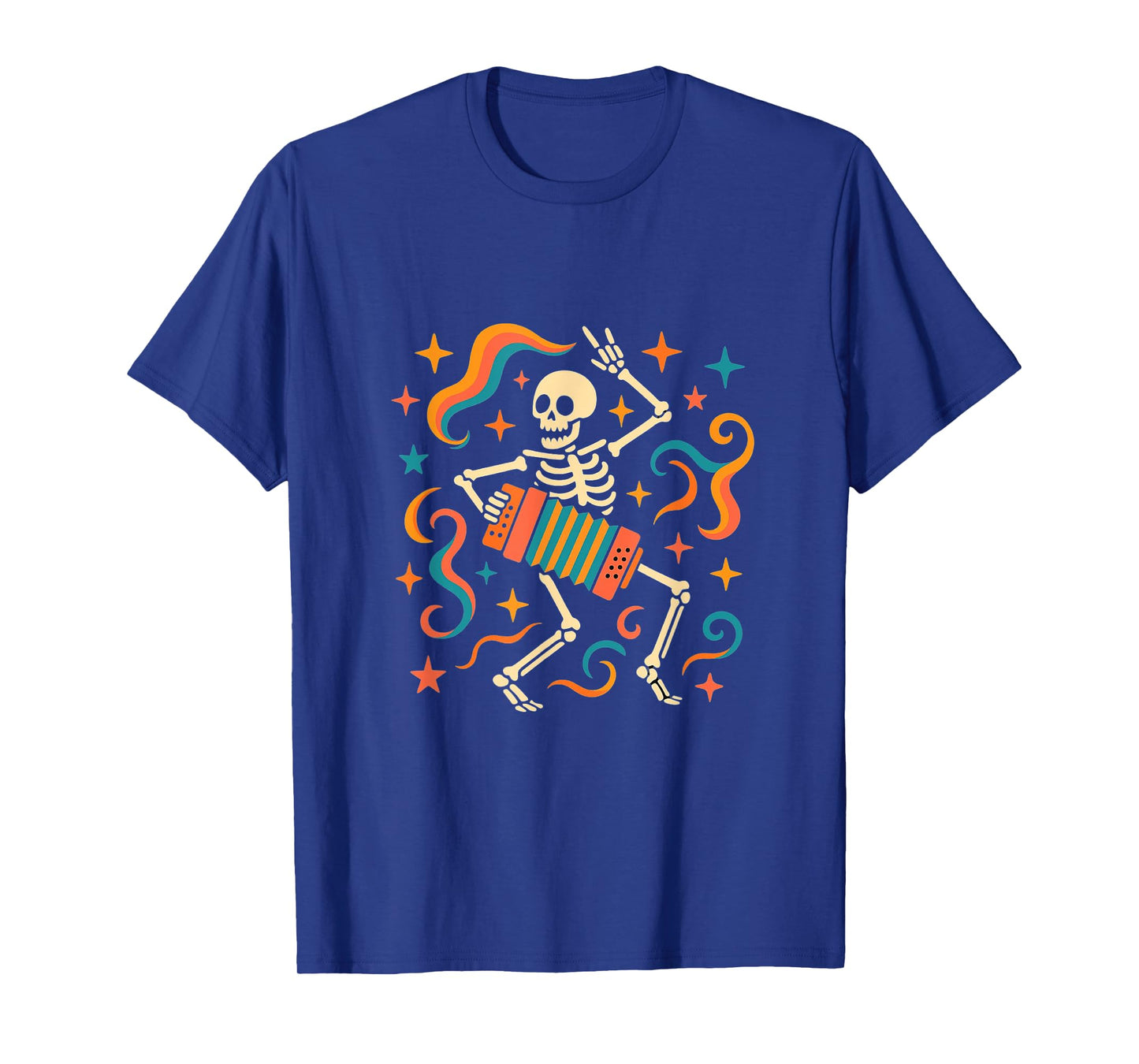 Dancing Skeleton Playing Accordion Design T-Shirt