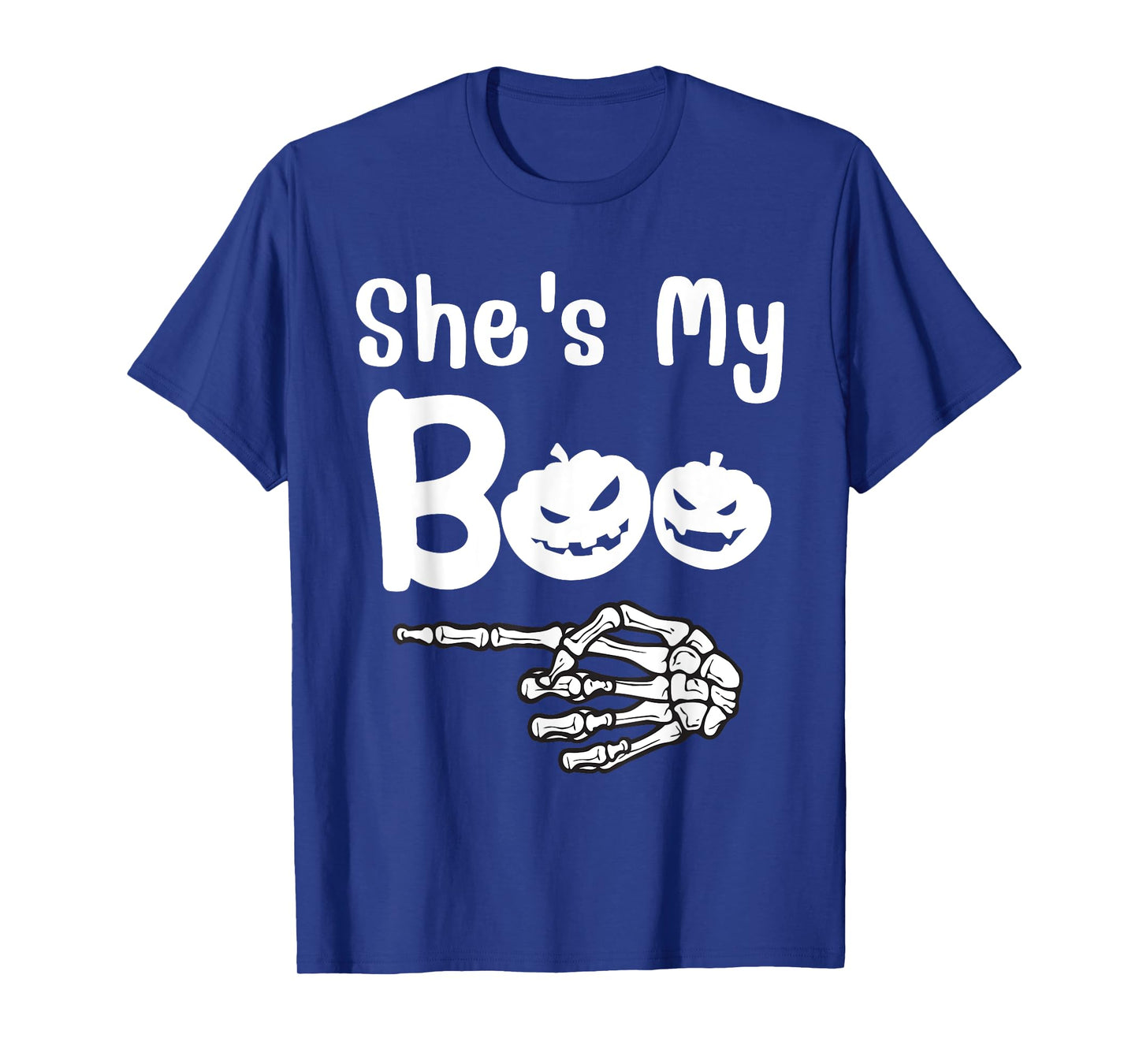 She's My Boo Pumpkin Skull Matching Halloween Pajama Couples T-Shirt