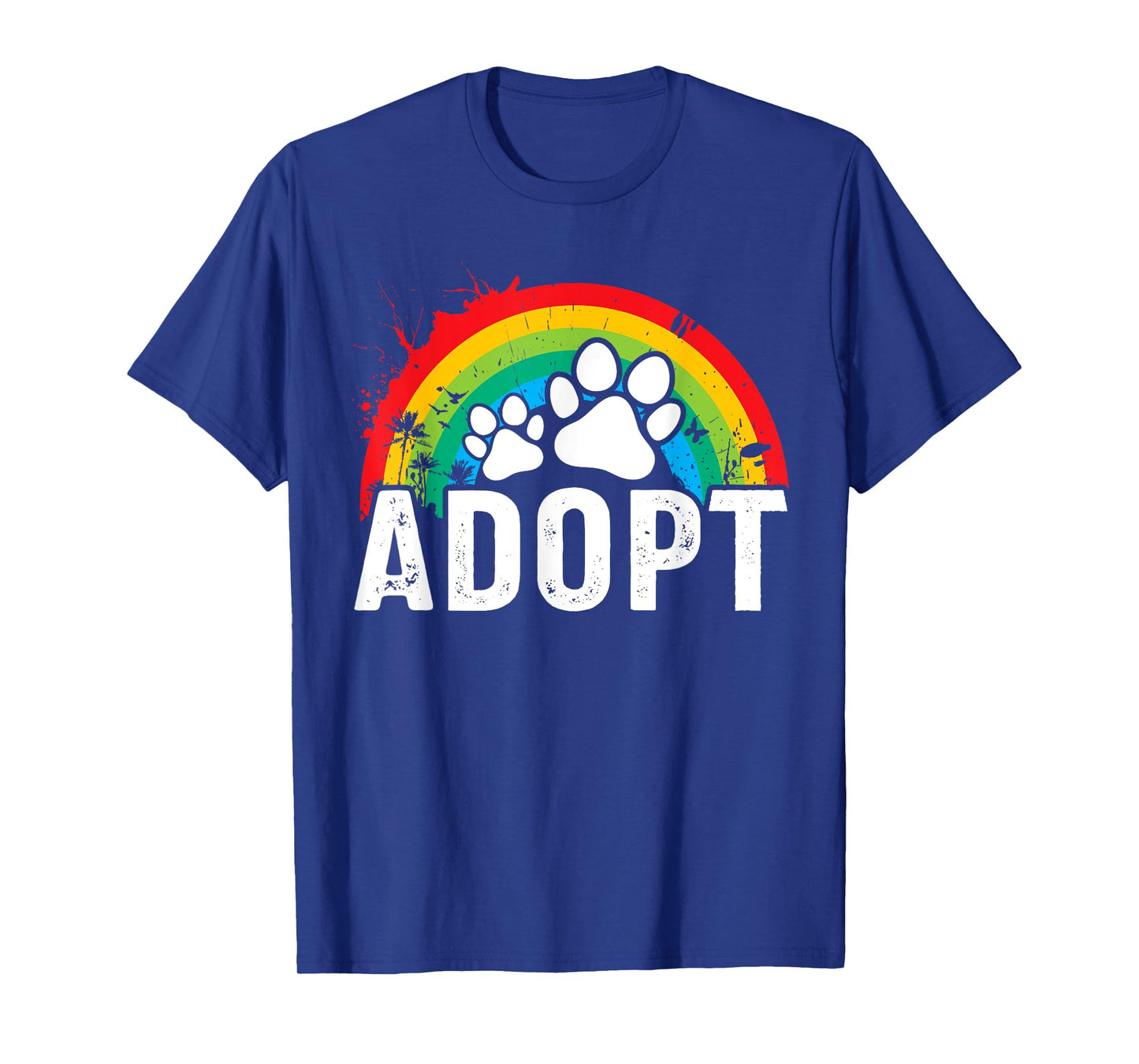 Vintage Rainbow Adopt A Dog Rescue Foster Adoption Month T-Shirt for Men Women Kids