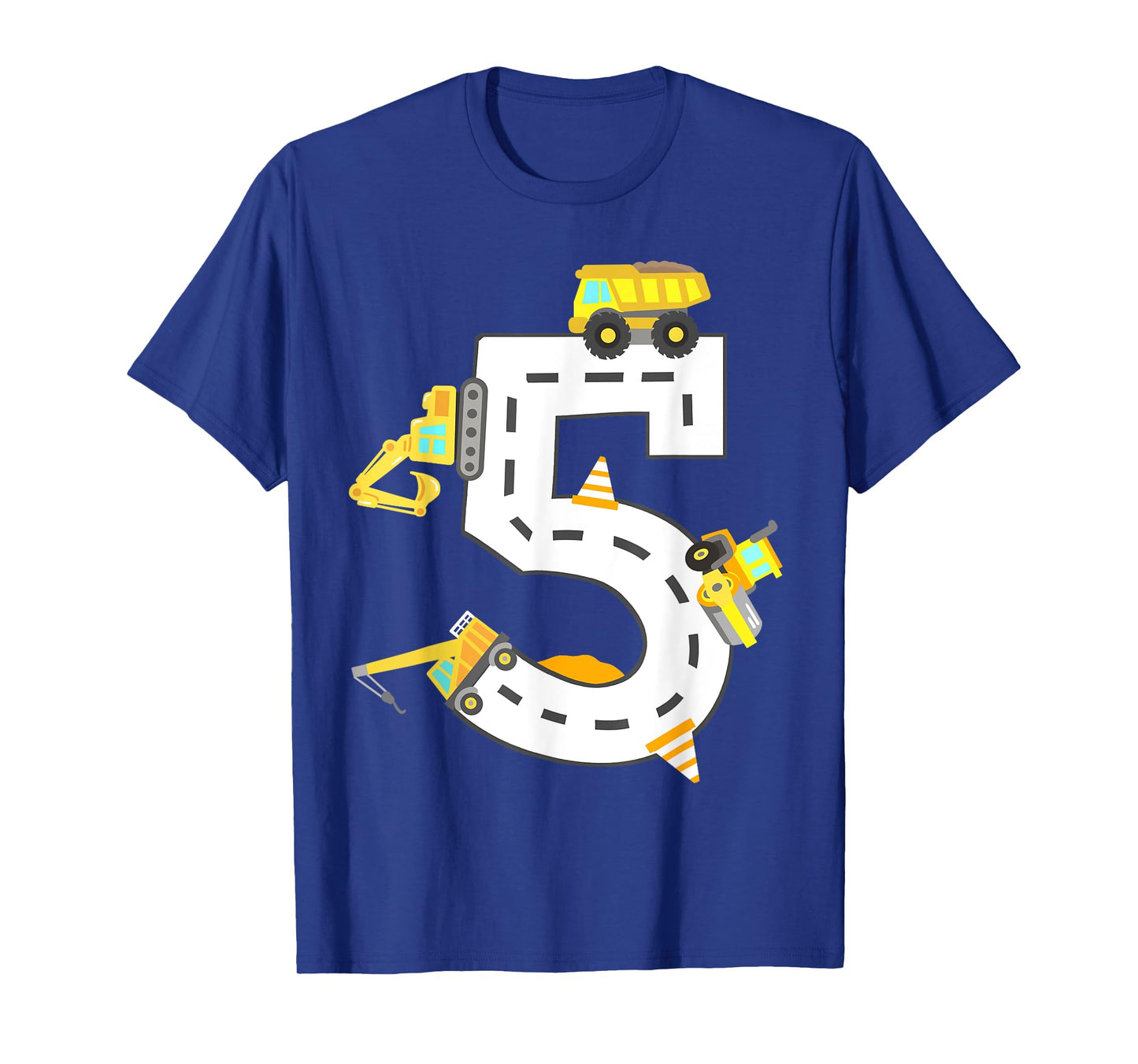 5th Construction Birthday Party Excavator Boys 5 Years Old T-Shirt