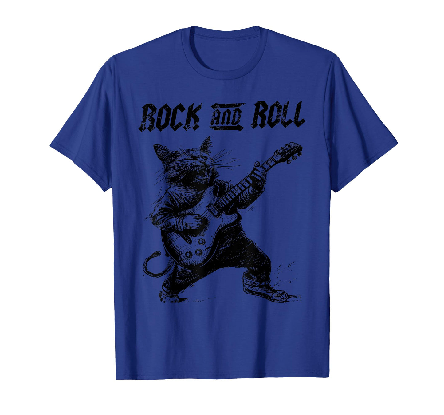 Rock and Roll Guitar Cat Vintage ROCK Guitarist Cat Men Women Girls Kids T-Shirt