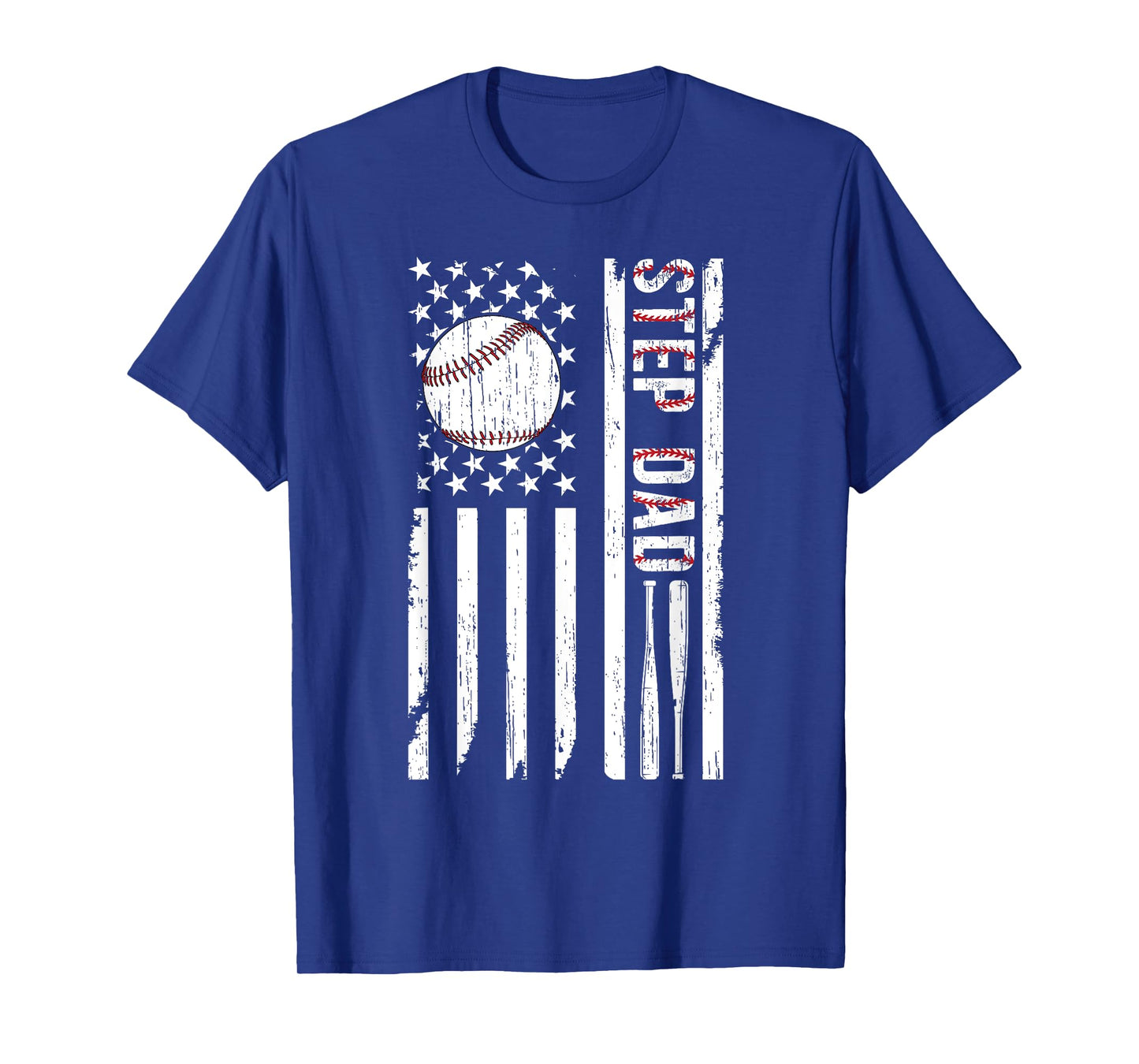 Baseball Step Dad Of A Baseball Player Stepfather US Flag T-Shirt