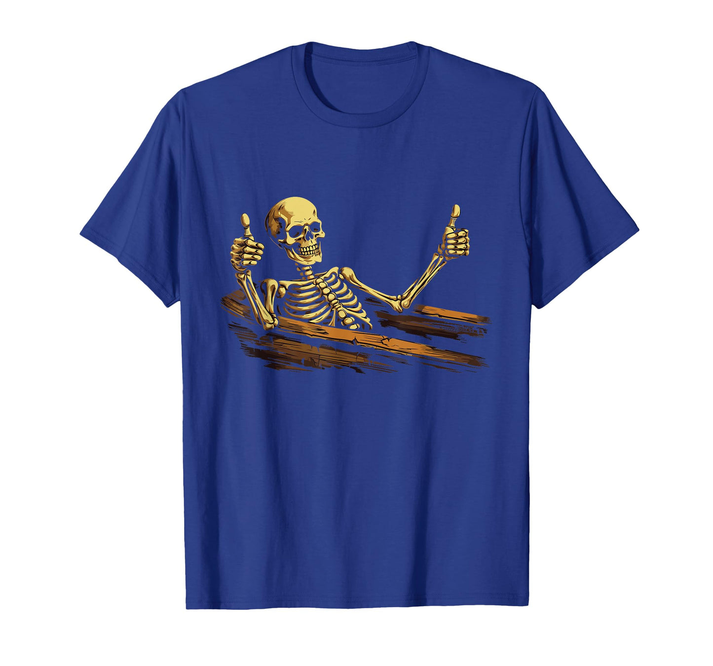 Thumbs Up Skeleton Coffin Funny Skull Halloween Women Men T-Shirt