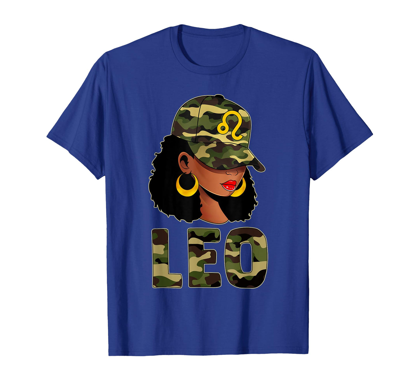 Leo Queen Camouflage Black Woman Cap Zodiac Sign T-Shirt