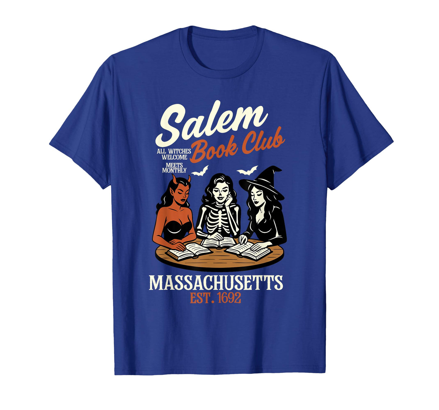 Vintage Salem Book Club Black Cat Bookish Spooky Halloween T-Shirt