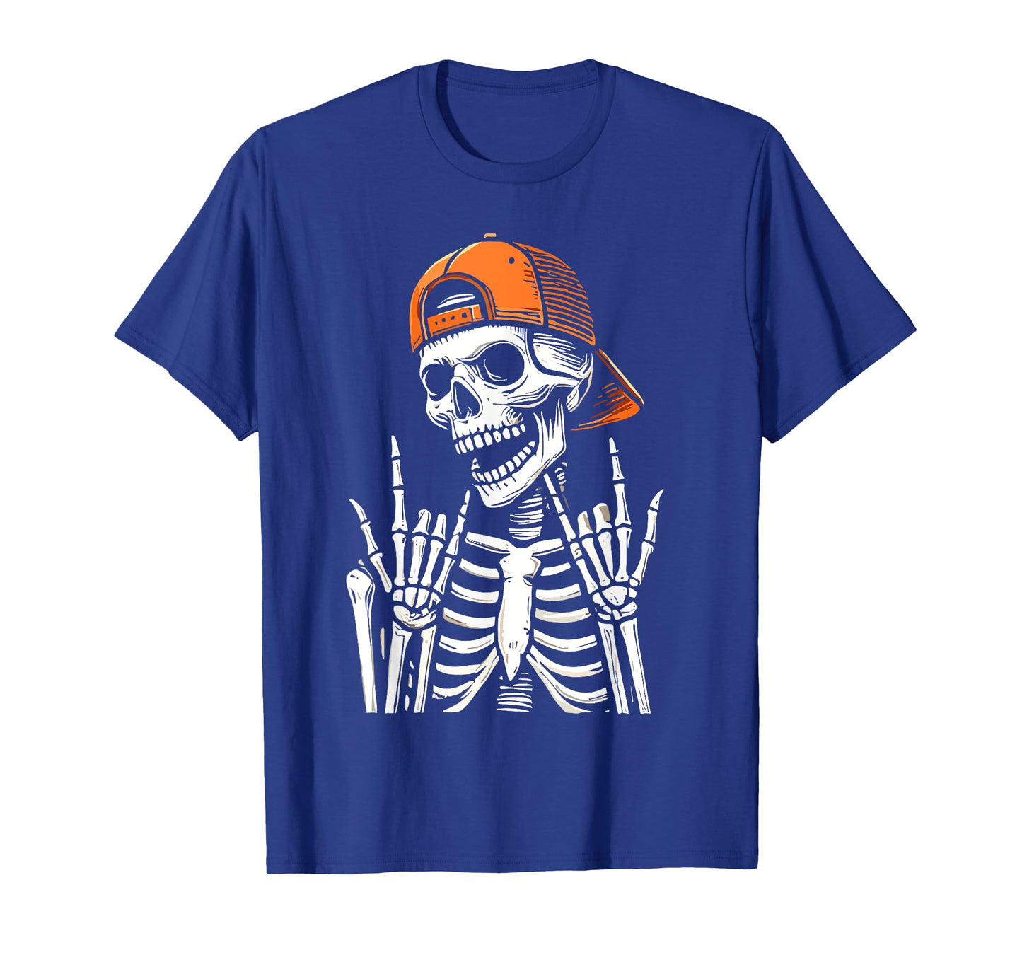 Halloween Rocker Skeleton Cap Skater T-Shirt