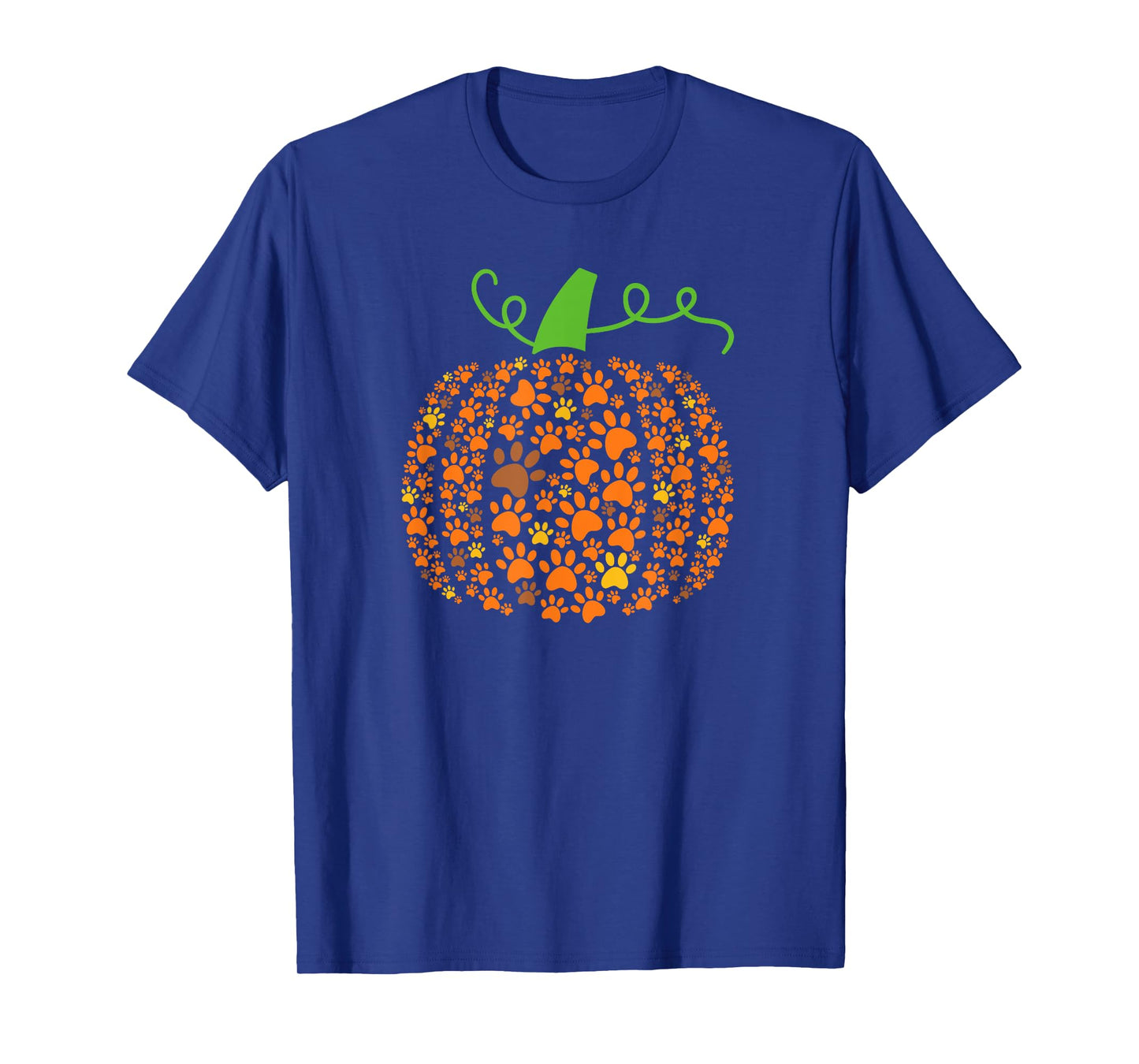 Pumpkin Made of Paw Prints Fall Dog Lover Halloween Design T-Shirt for Men Women Kids