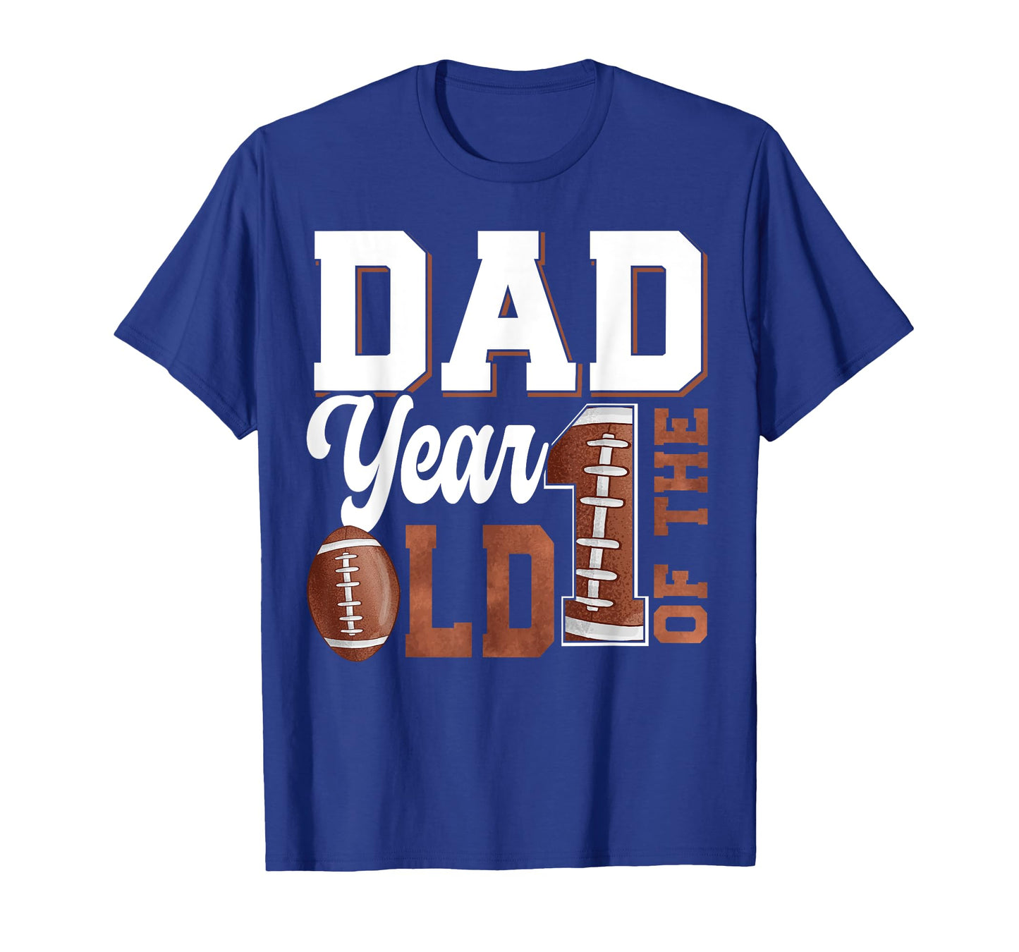 Dad of the 1 Year old Football 1st Year Down Birthday Party T-Shirt